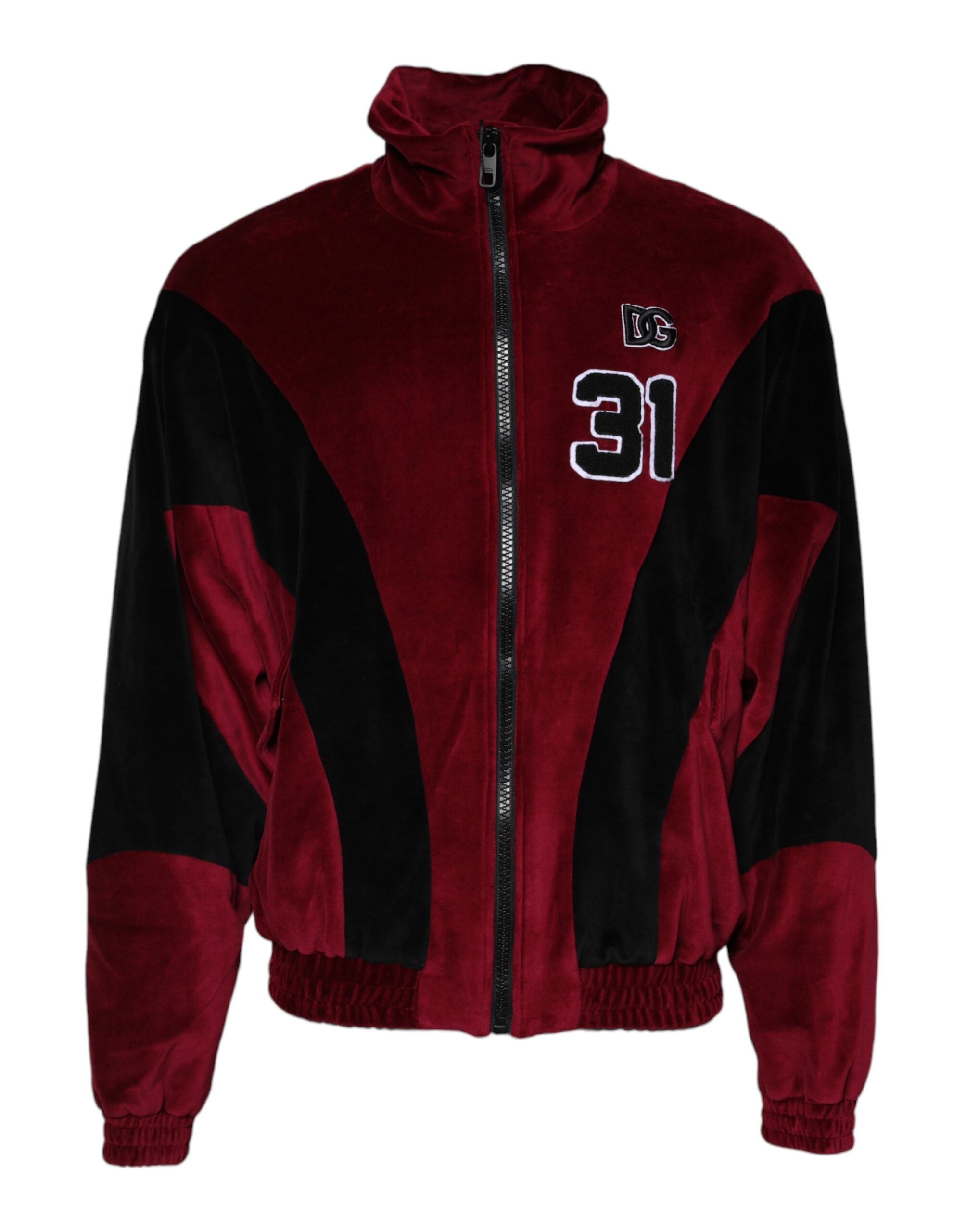 Dolce & Gabbana Red Black Cotton Logo FullZip Bomber Jacket-3