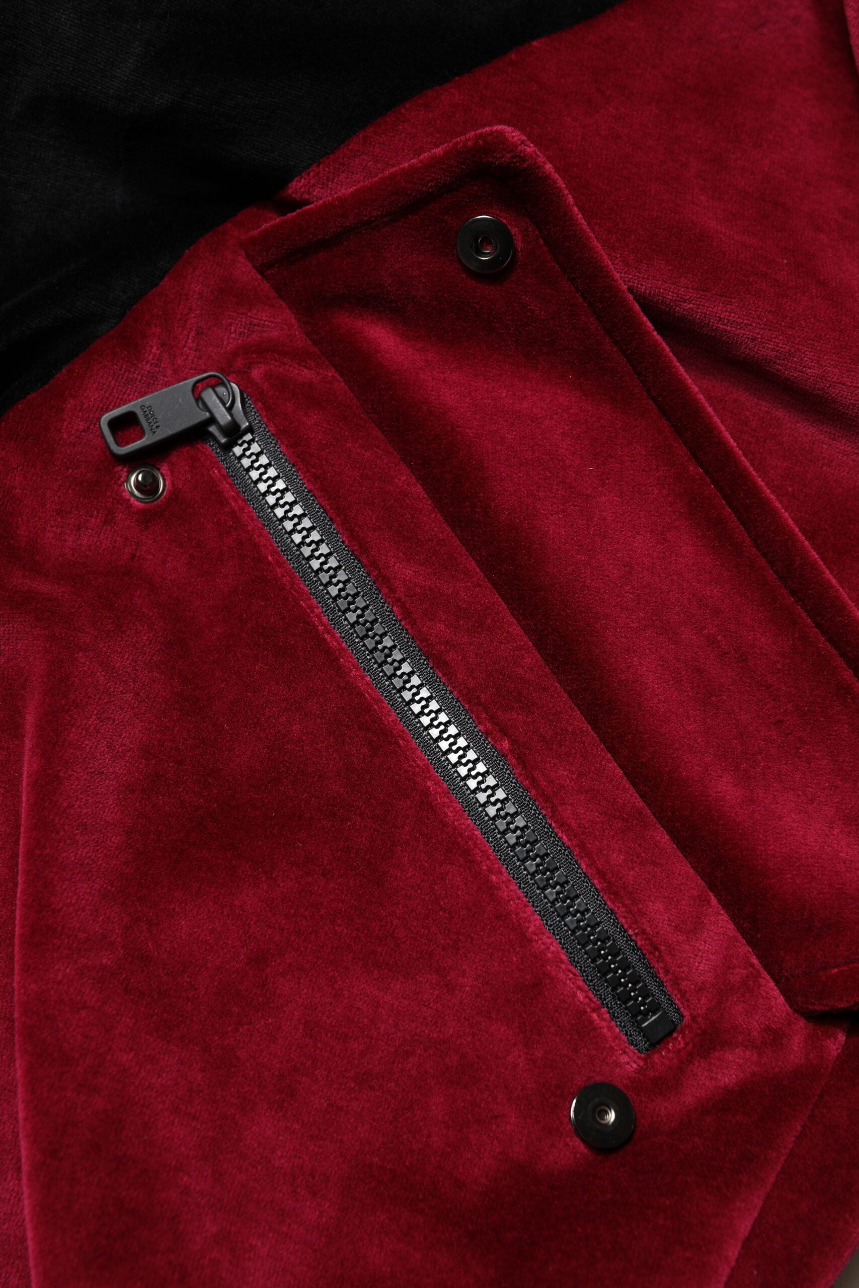Dolce & Gabbana Red Black Cotton Logo FullZip Bomber Jacket-6