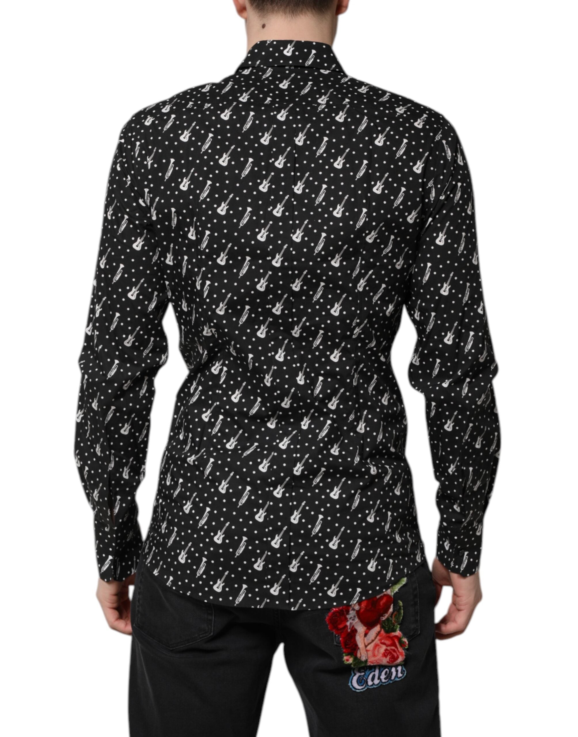 Camisa Dolce & Gabbana con adornos de instrumentos dorados en negro-4