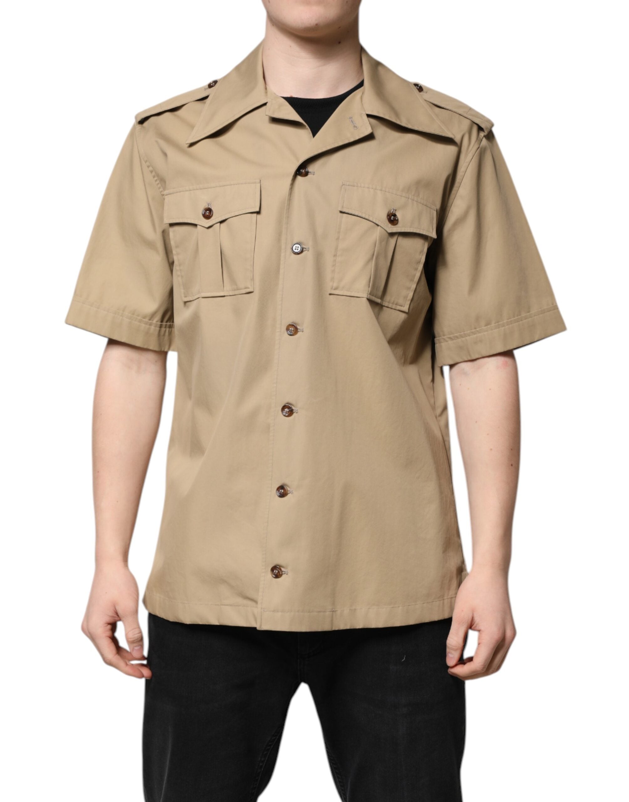 Dolce & Gabbana brown graphic print short-sleeved shirt-1