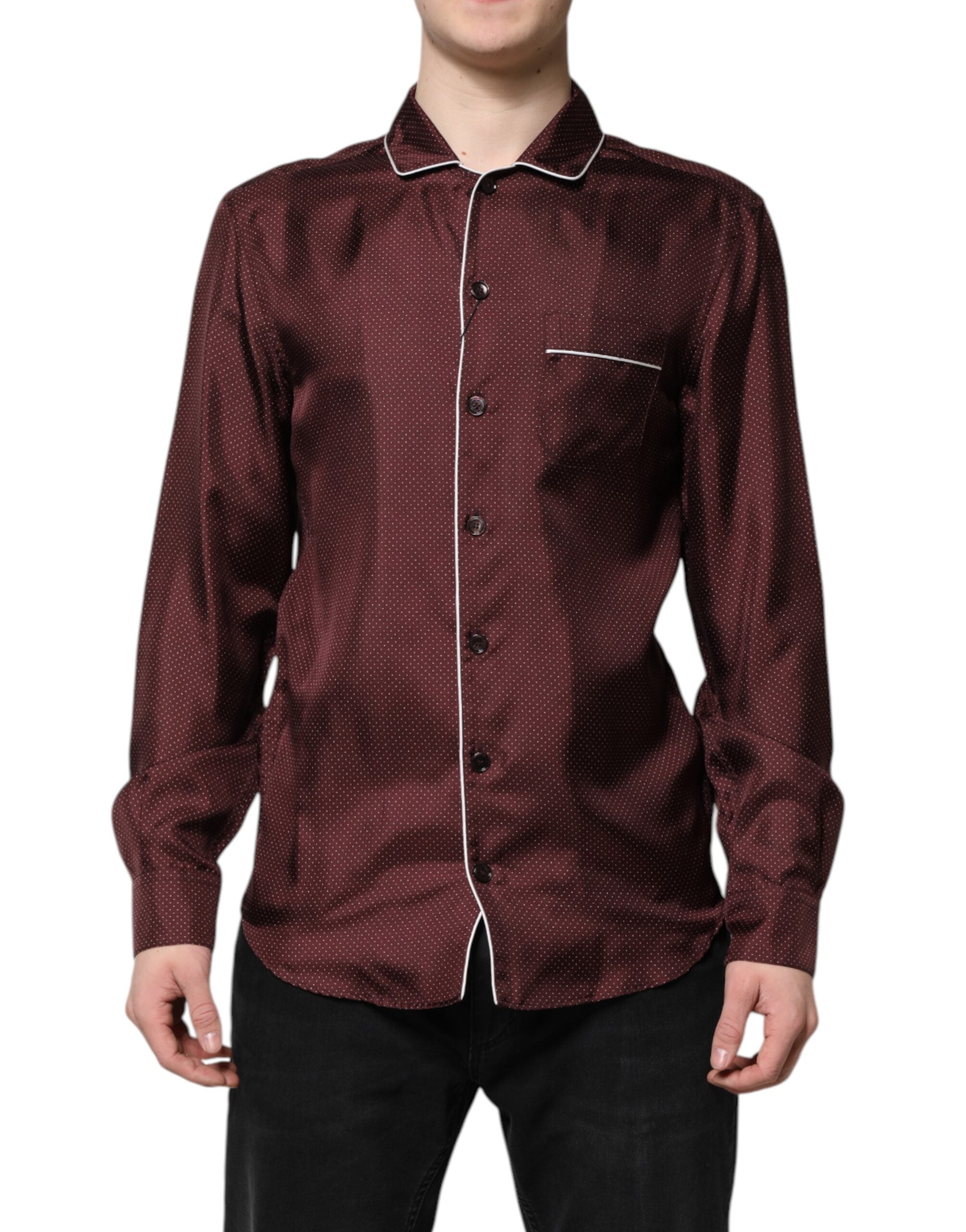 Camisa de manga larga de seda con lunares burdeos de Dolce & Gabbana-3