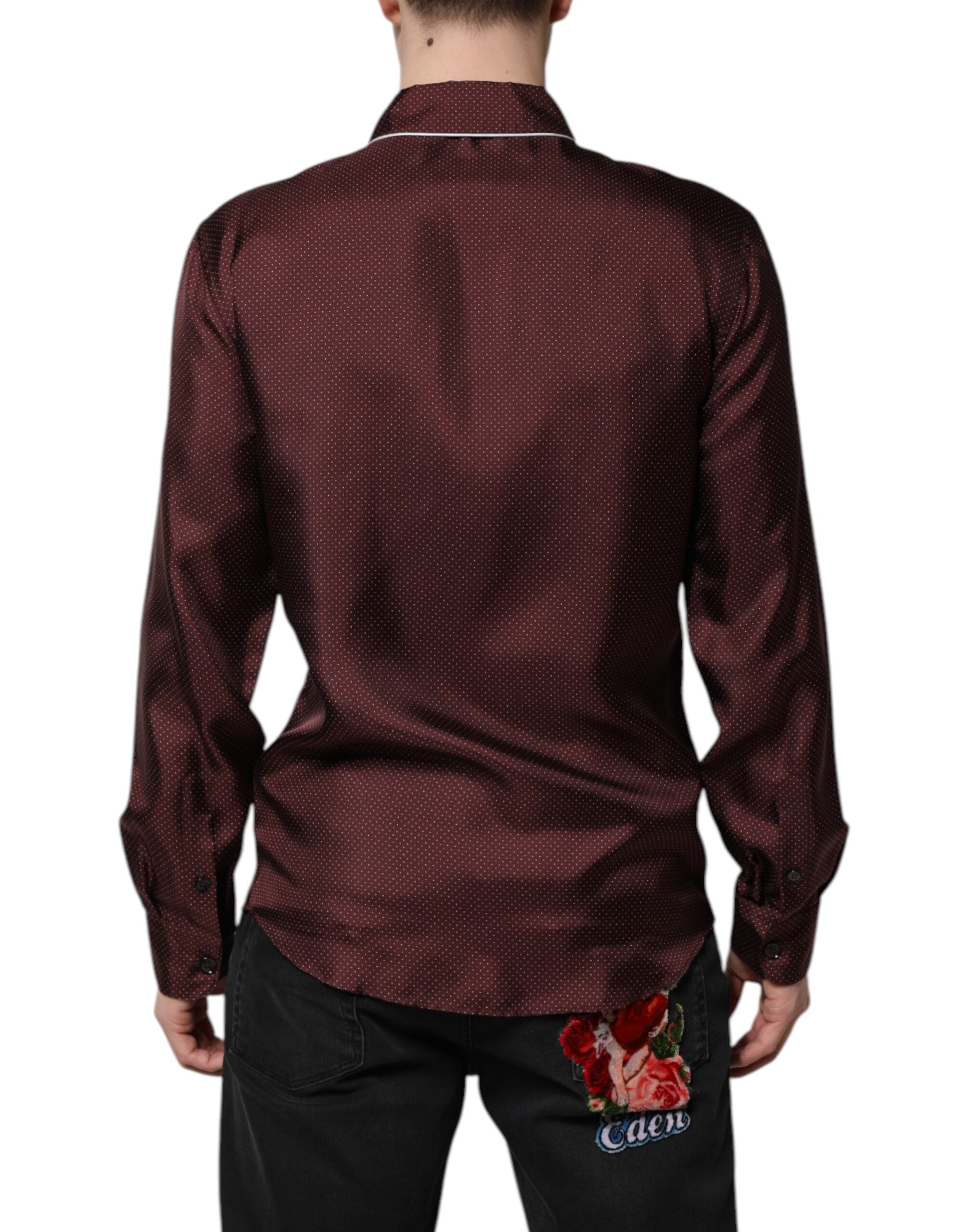 Camisa de manga larga de seda con lunares burdeos de Dolce & Gabbana-4