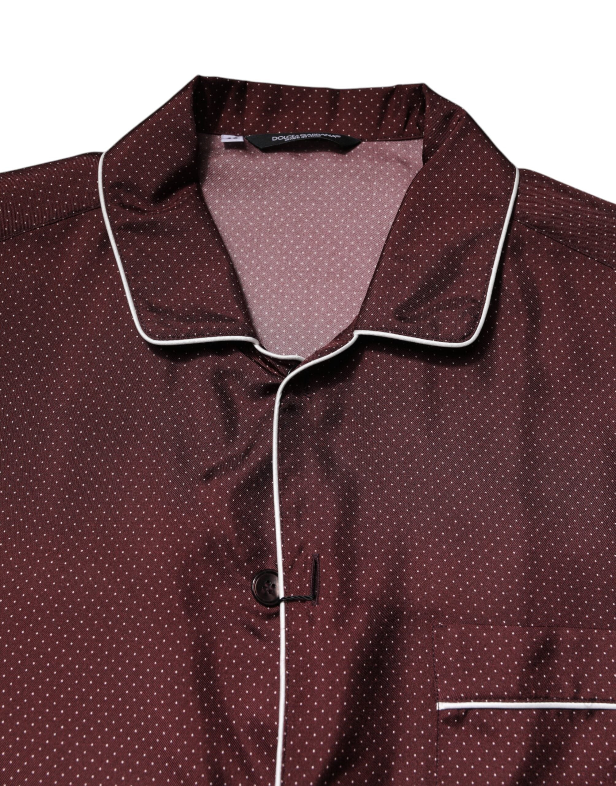 Camisa de manga larga de seda con lunares burdeos de Dolce & Gabbana-5