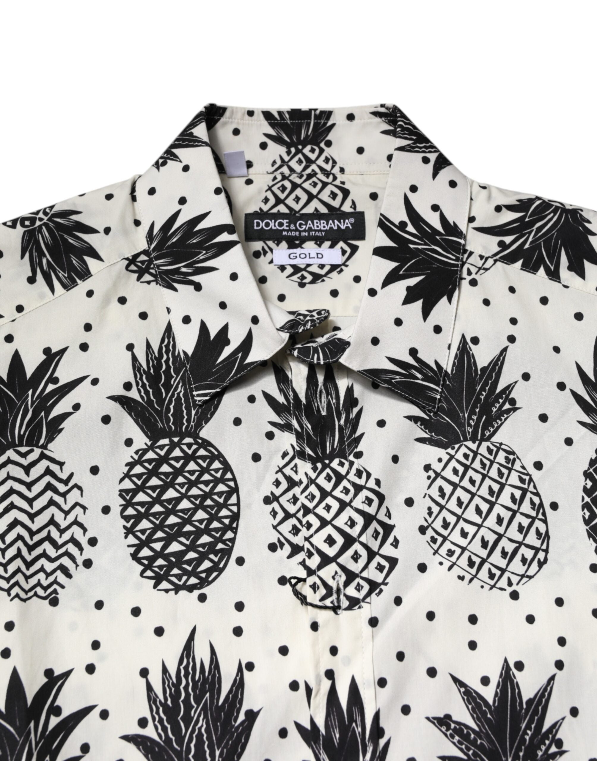 Camisa Dolce & Gabbana de manga larga blanca GOLD con estampado de piña-5