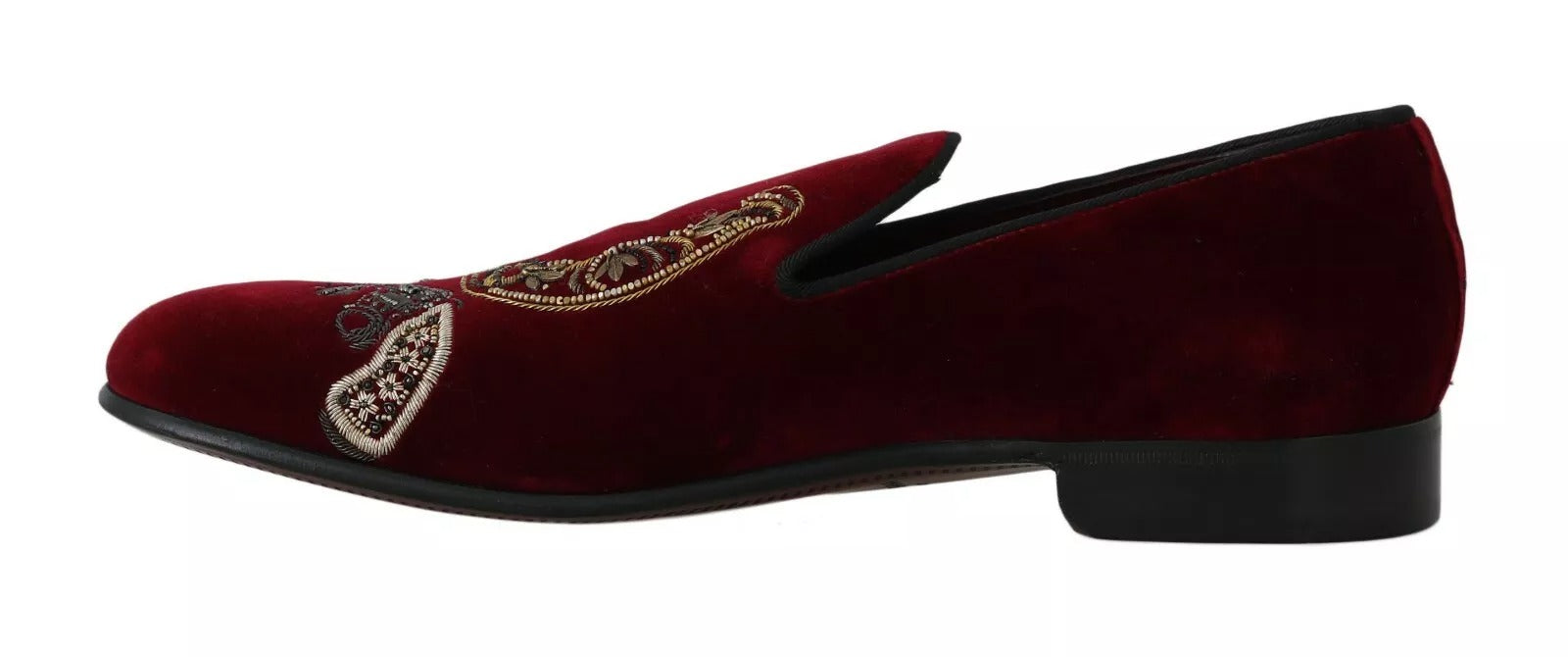 Dolce & Gabbana Bordeaux Velvet Loafers Gun Horseshoe Shoes-5