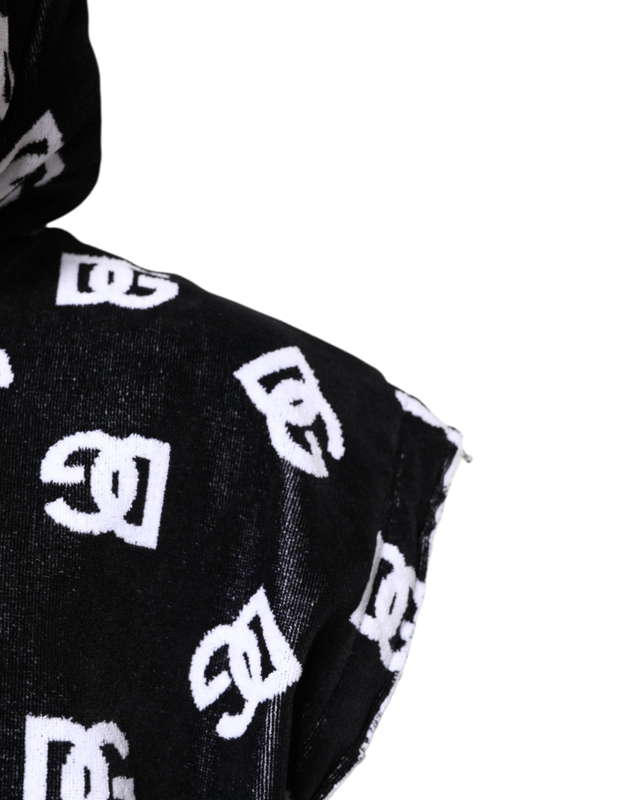 Dolce & Gabbana black sleeveless cotton hooded sweater by DG-3