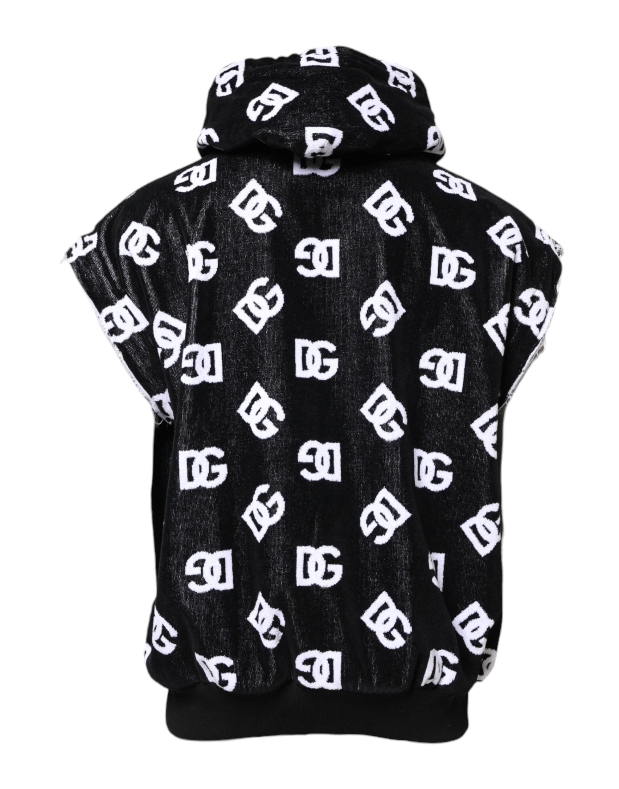 Dolce & Gabbana black sleeveless cotton hooded sweater by DG-4