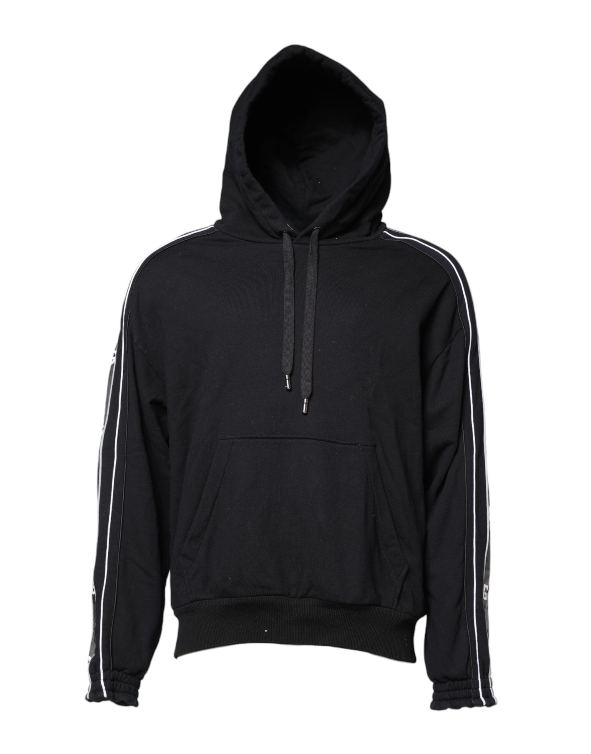 Dolce & Gabbana Black Cotton Logo Hooded Sweatshirt Pullover-2
