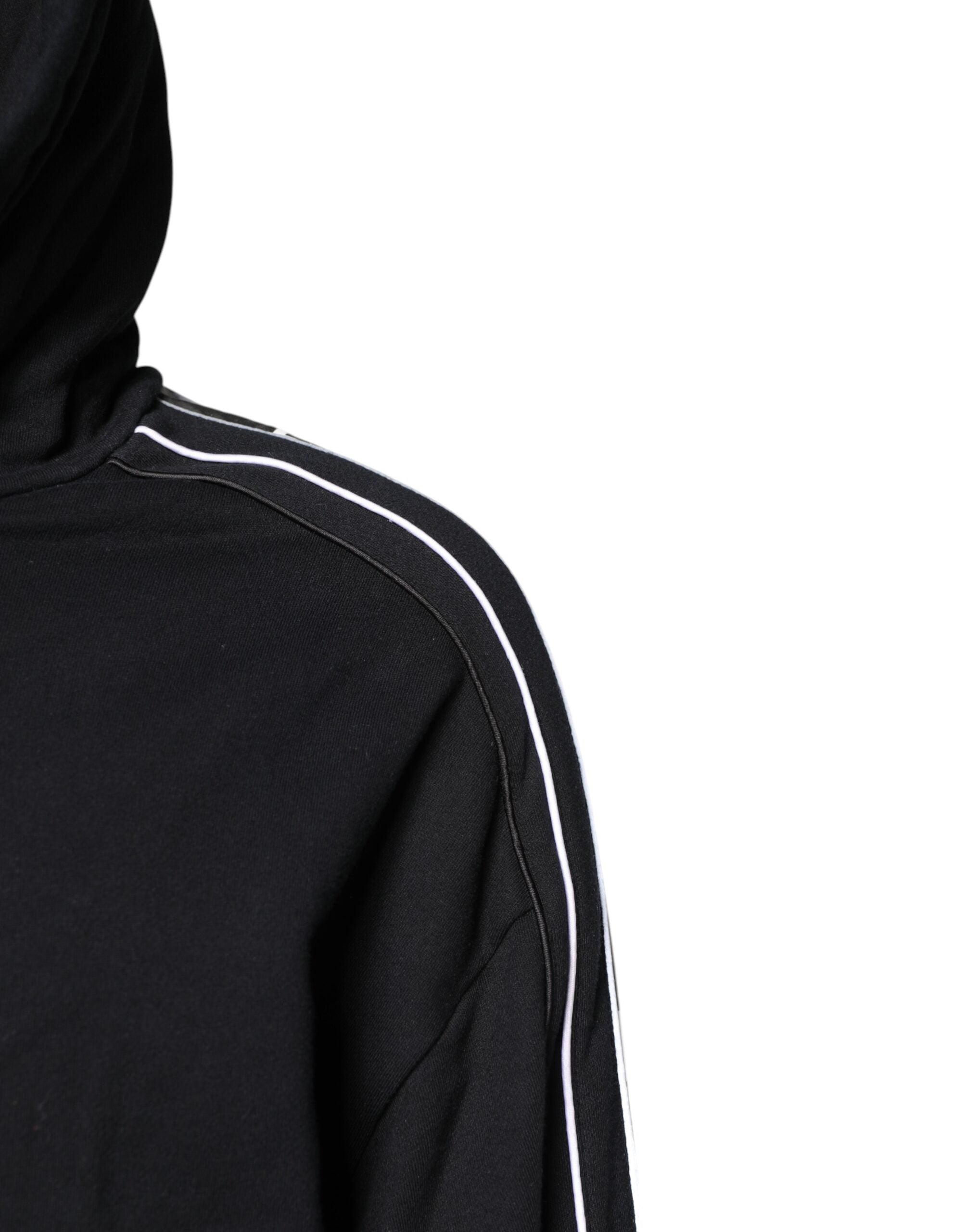Dolce & Gabbana Black Cotton Logo Hooded Sweatshirt Pullover-3