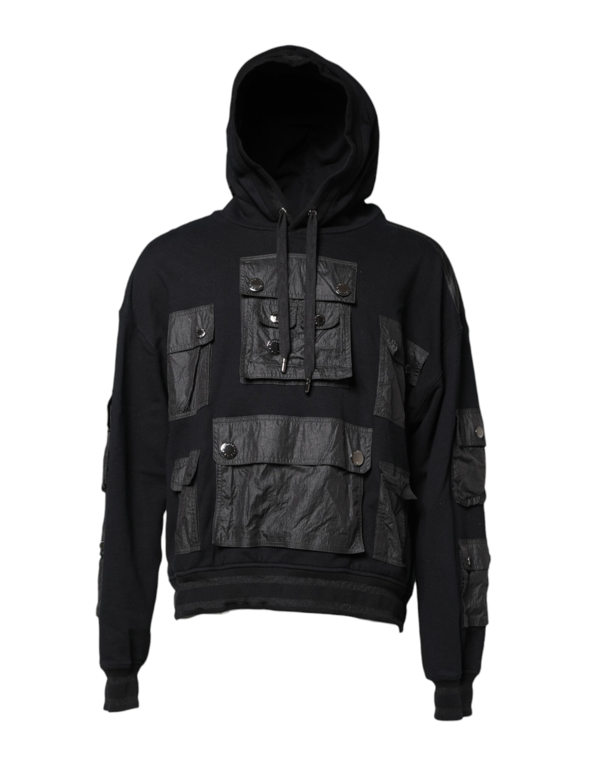 Dolce & Gabbana Black Cotton Hooded Sweatshirt Pullover-2