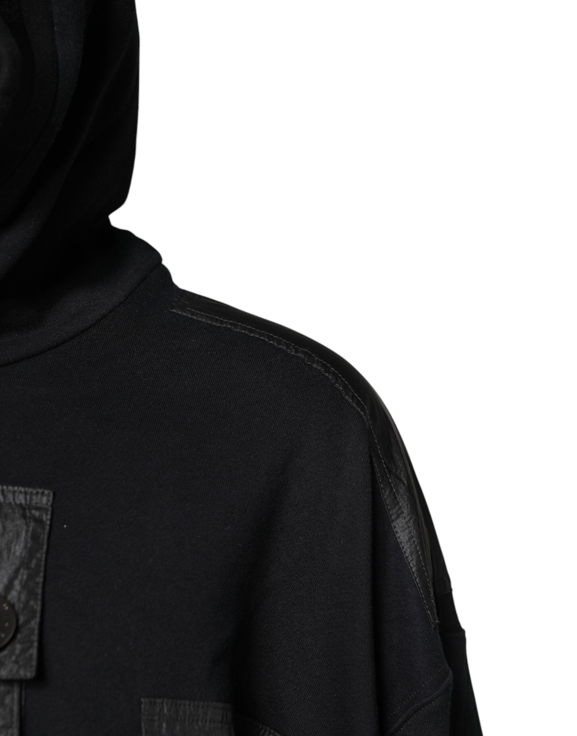 Dolce & Gabbana Black Cotton Hooded Sweatshirt Pullover-3
