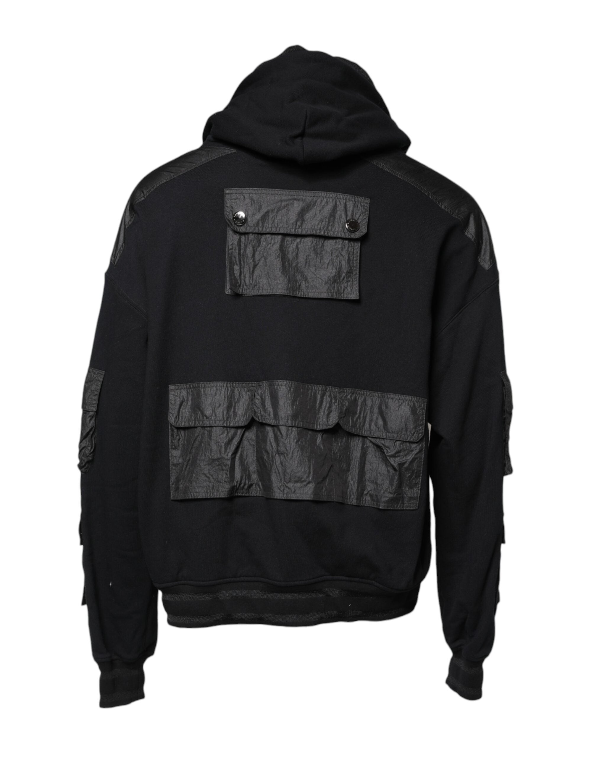 Dolce & Gabbana Black Cotton Hooded Sweatshirt Pullover-4