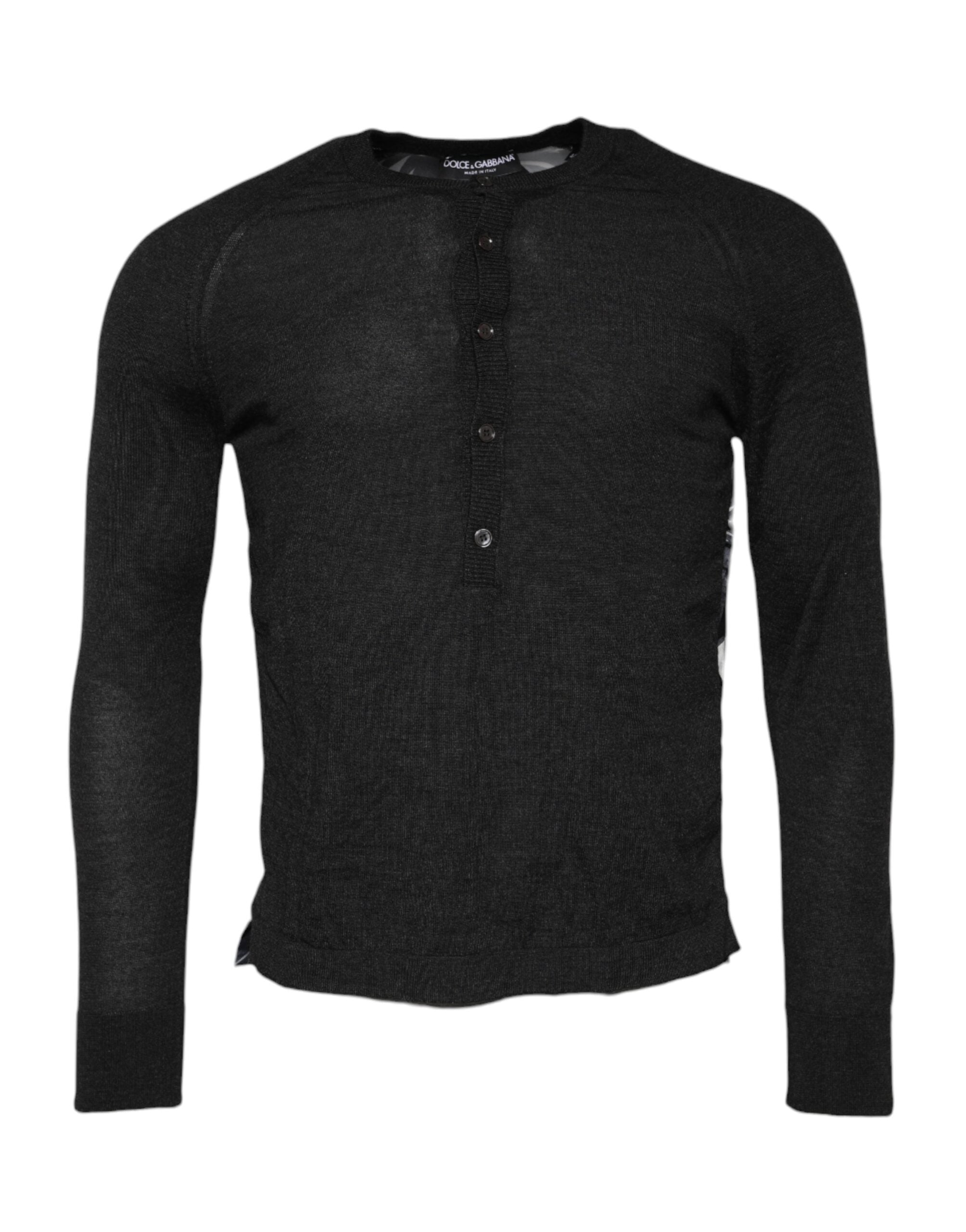 Dolce & Gabbana Black Printed Knit Sweater for Men