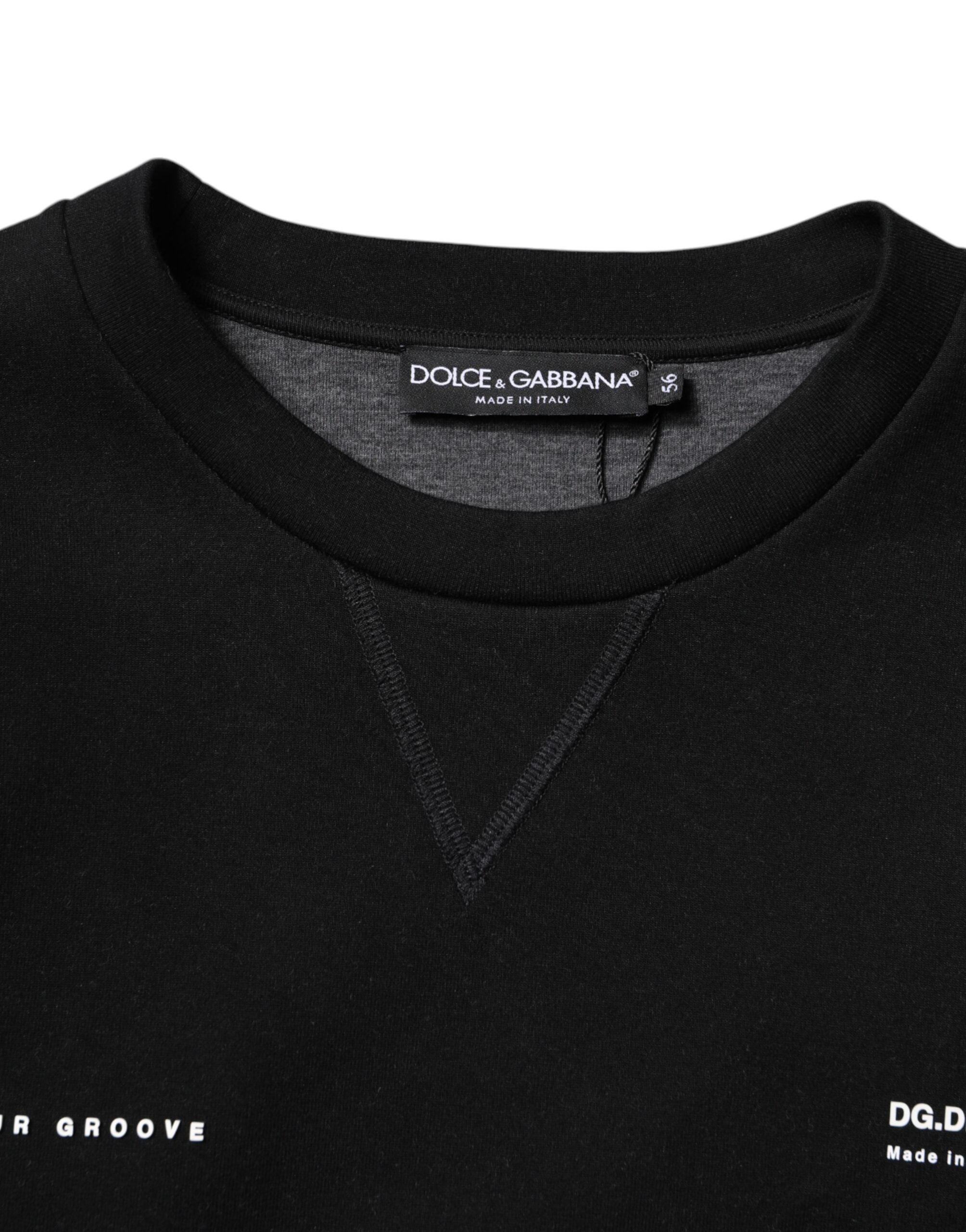 Dolce & Gabbana Black Logo Knit Sweater in Cotton-4