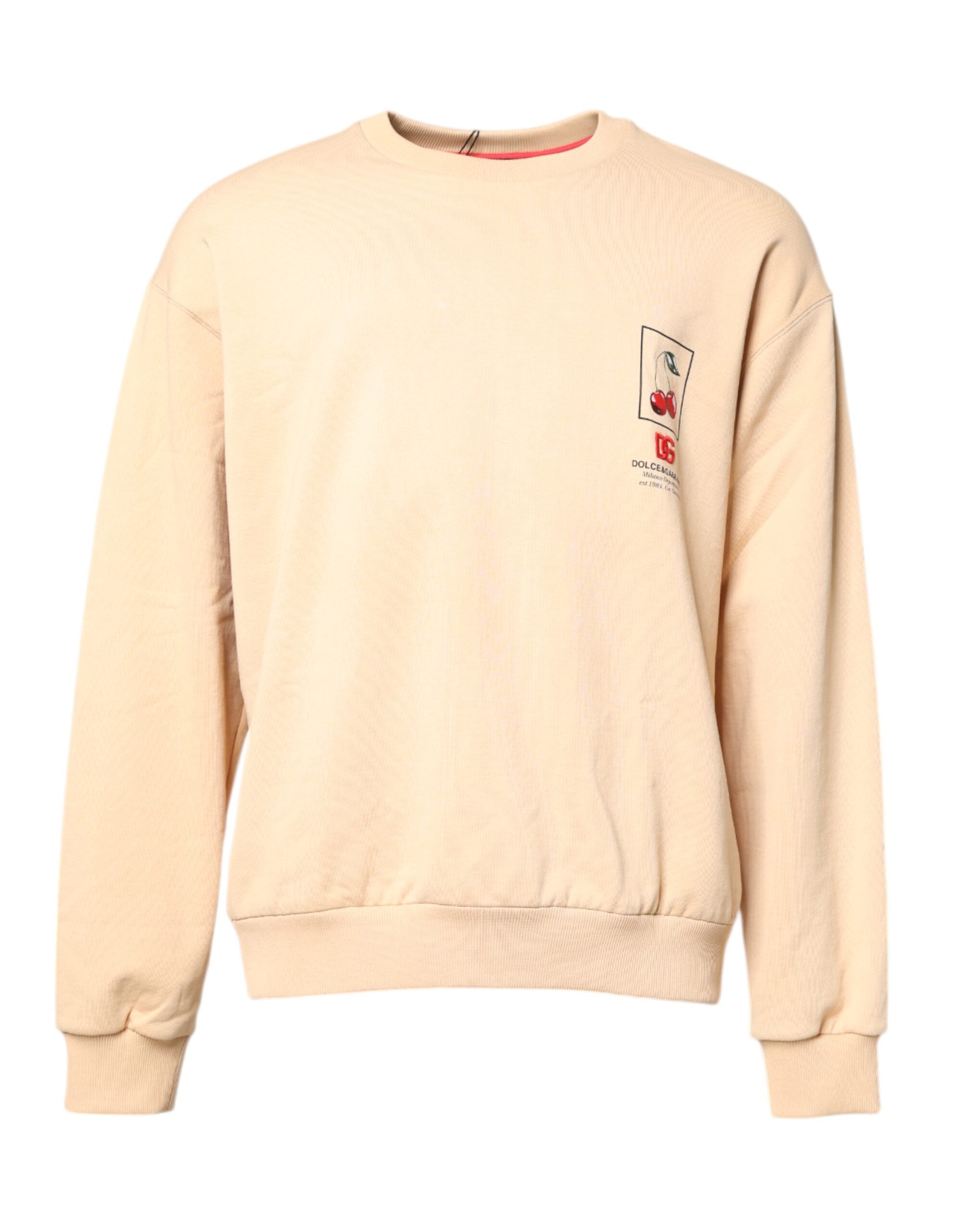 Dolce & Gabbana Beige Cherry Print Rundhalsausschnitt Pullover-1