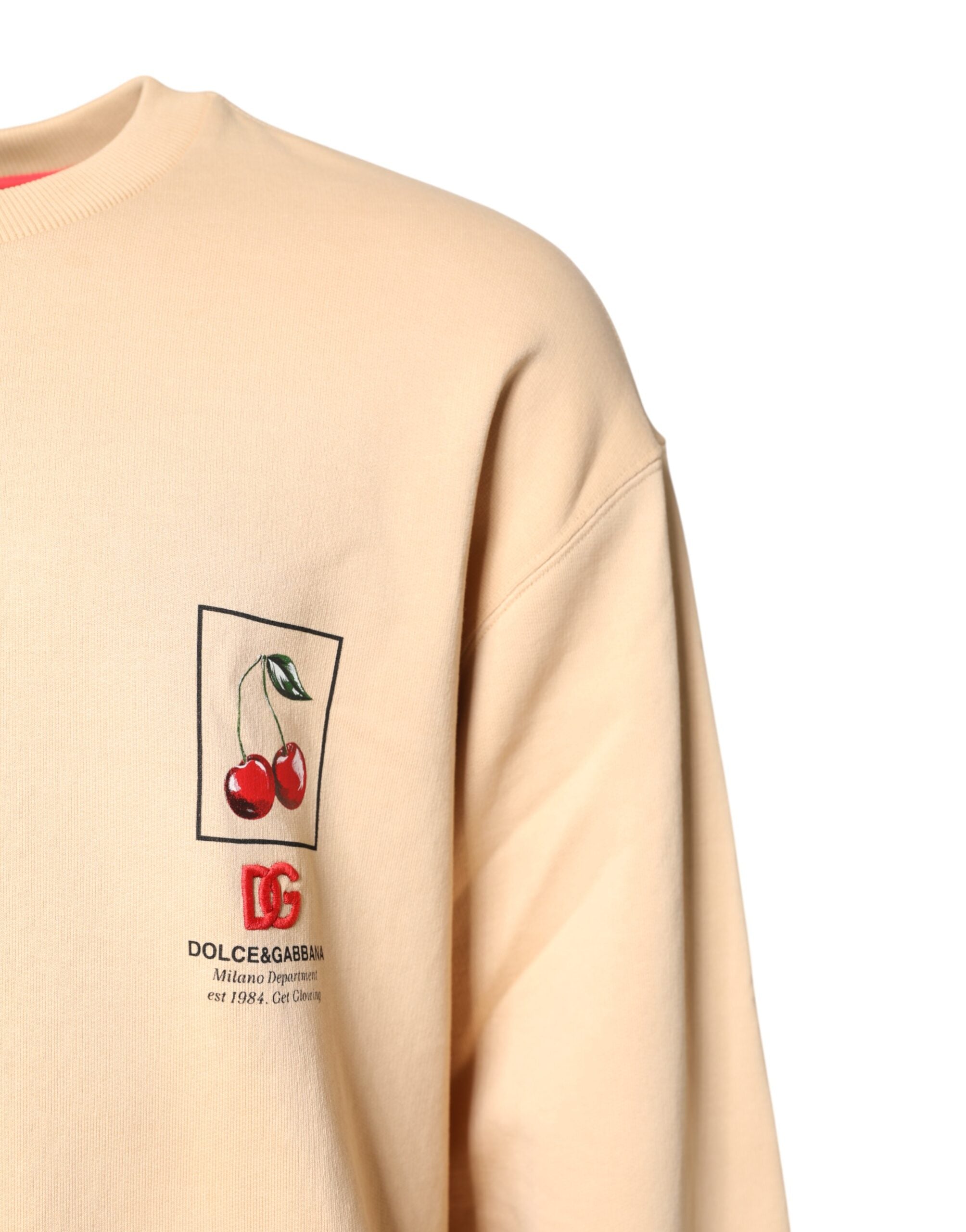 Dolce & Gabbana Beige Cherry Print Rundhalsausschnitt Pullover-3