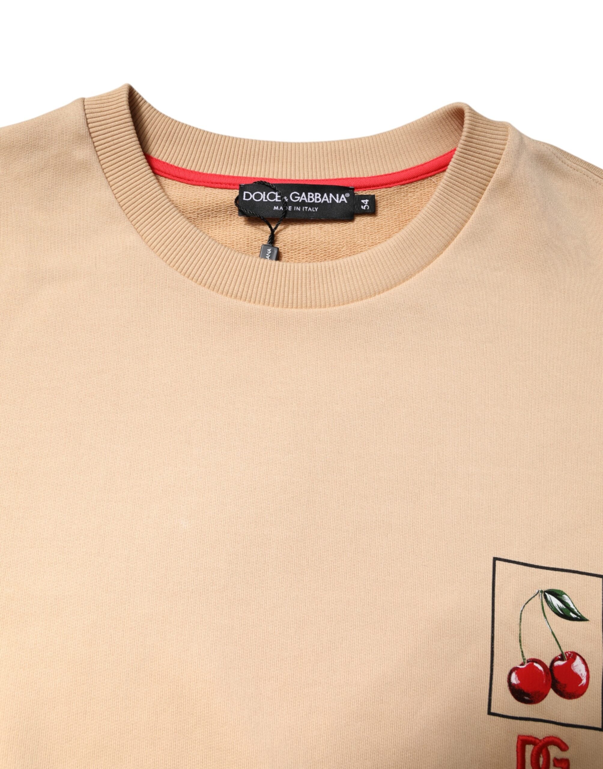 Dolce & Gabbana Beige Cherry Print Rundhalsausschnitt Pullover-5