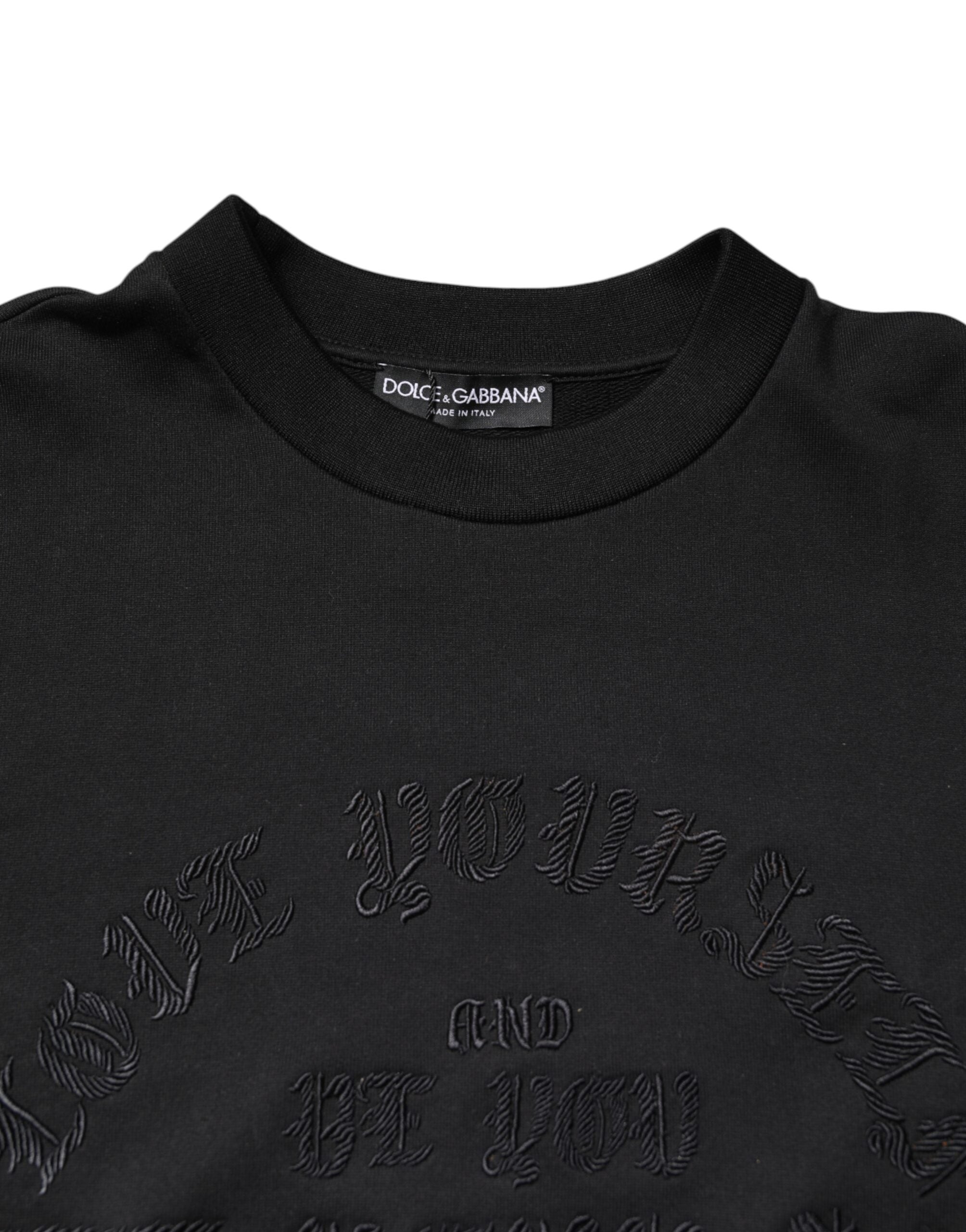 Dolce & Gabbana Black embroidered crew neck sweater-5
