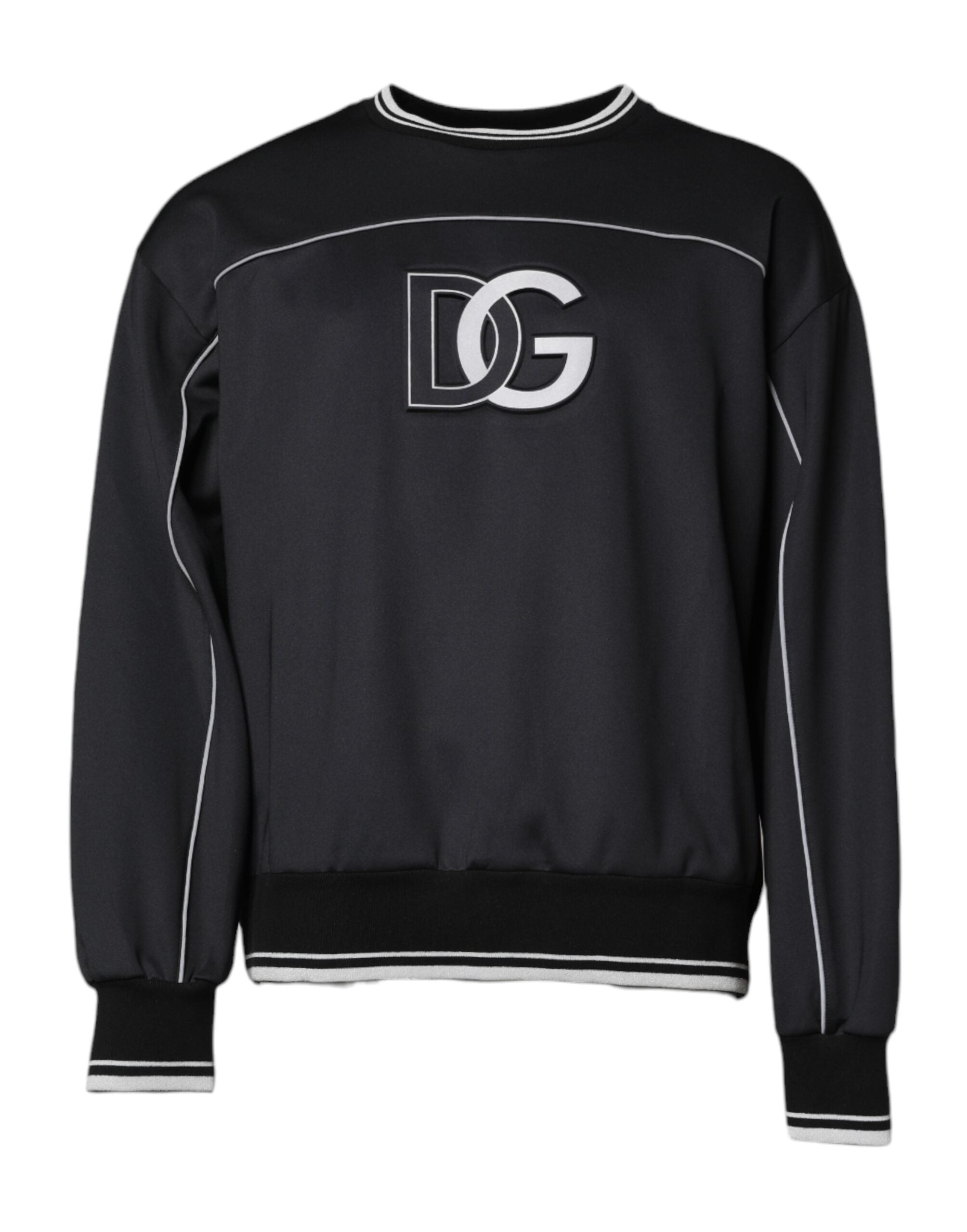 Dolce & Gabbana Schwarzes Logo Polyester Rundhalsausschnitt Männer Pullover Sweater-1