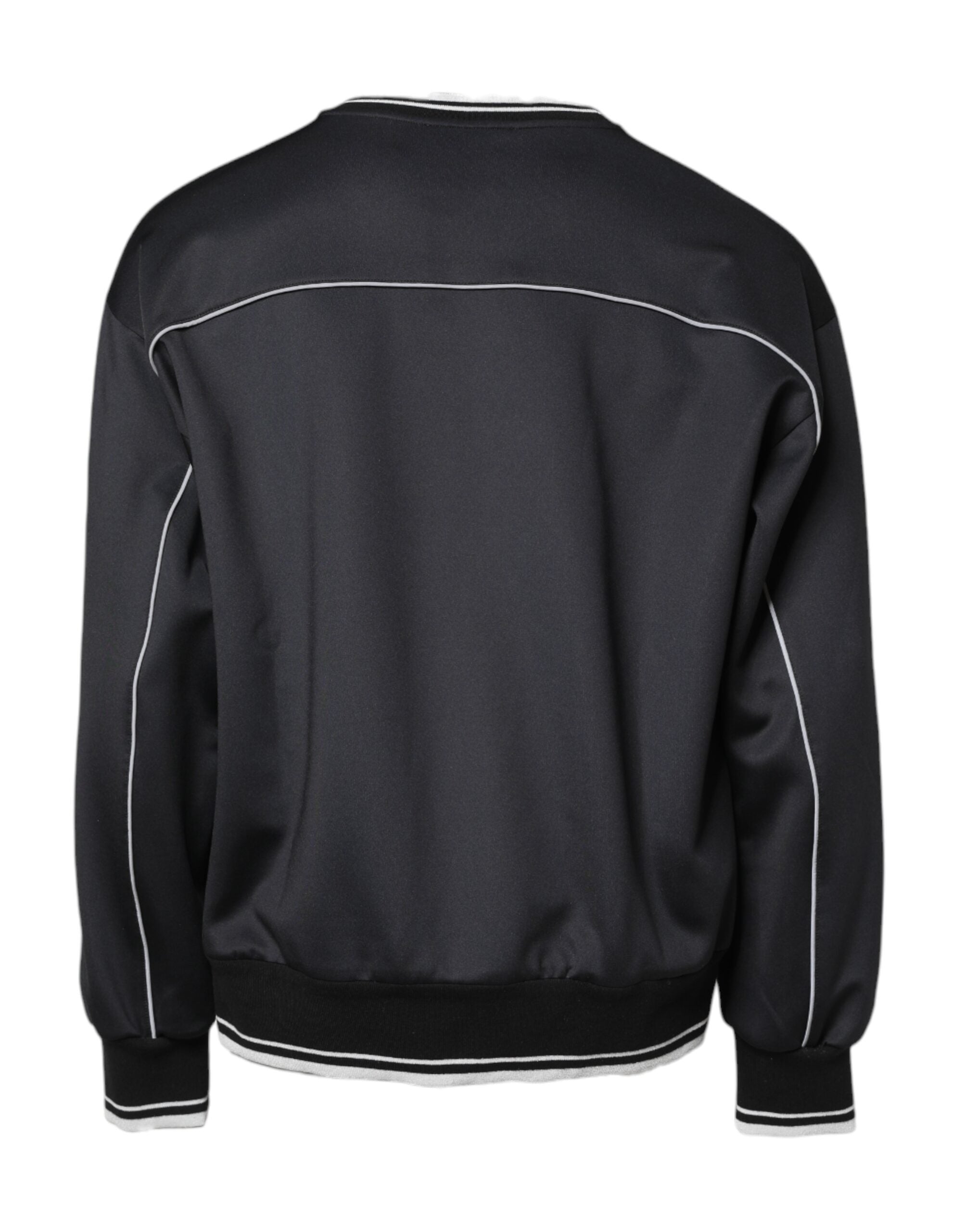 Dolce & Gabbana Schwarzes Logo Polyester Rundhalsausschnitt Männer Pullover Sweater-4
