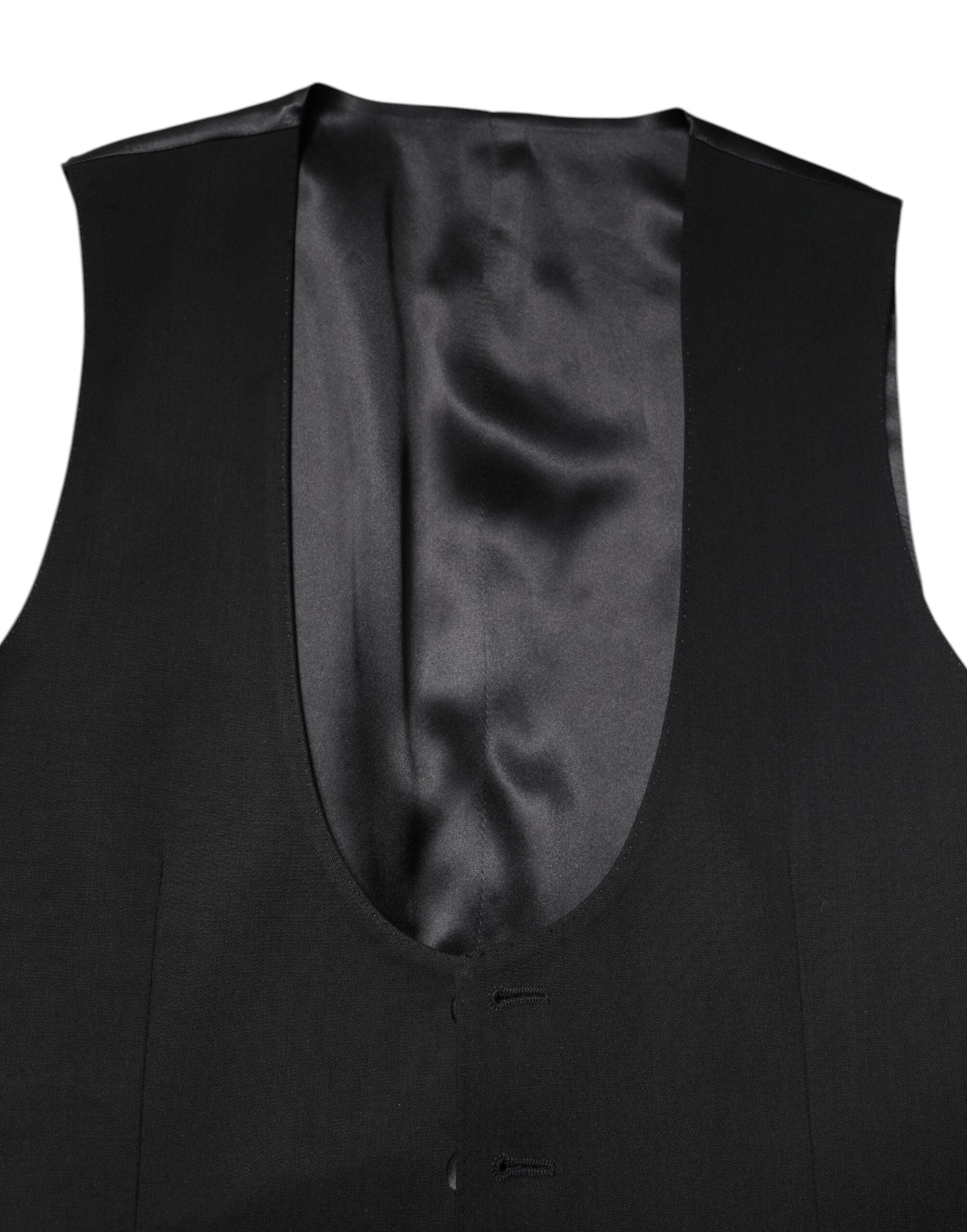 Vestido de lana negro Dolce & Gabbana con chaleco formal-5