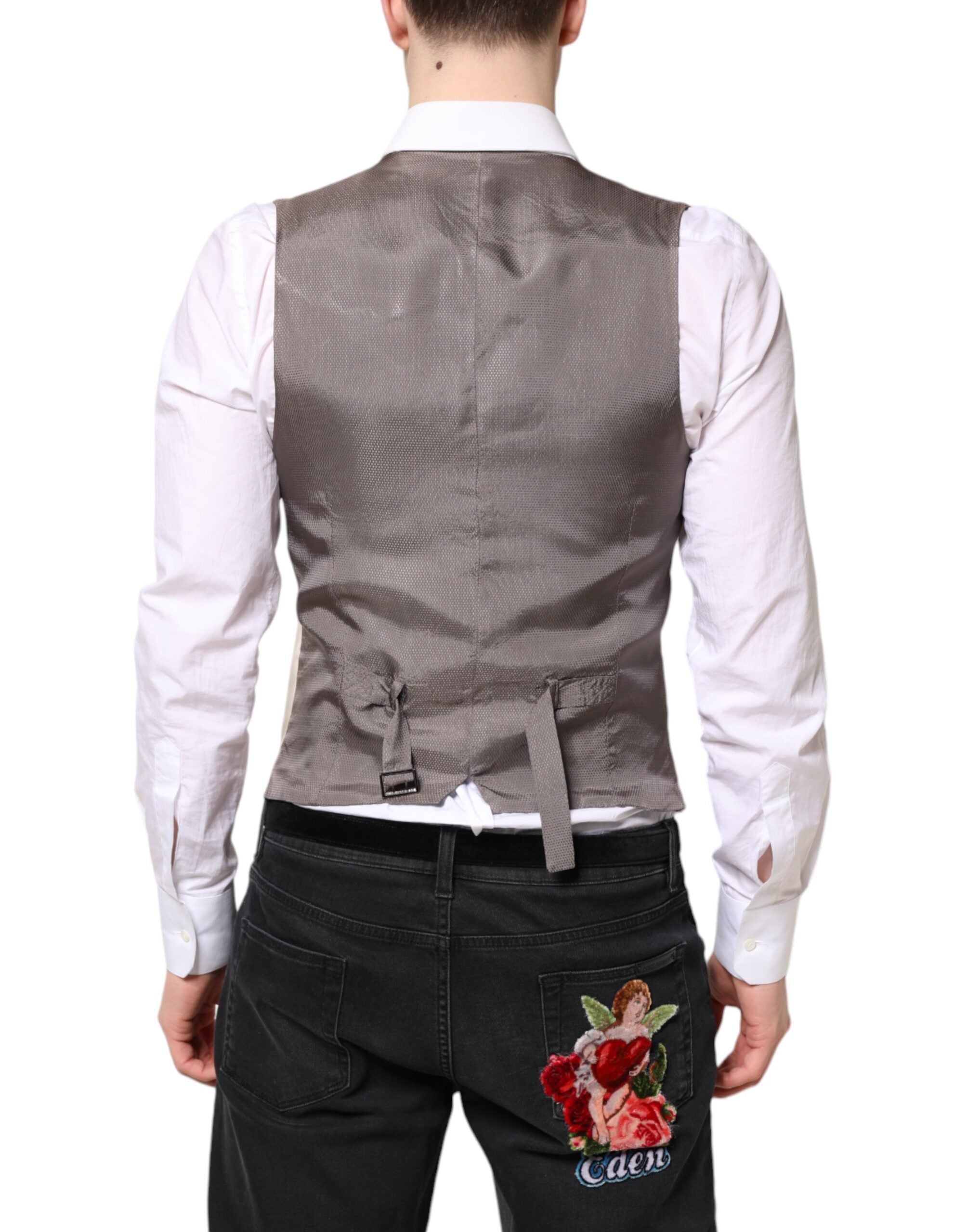 Dolce & Gabbana Beige Grau Kleid Männer Formelle Weste Weste-4