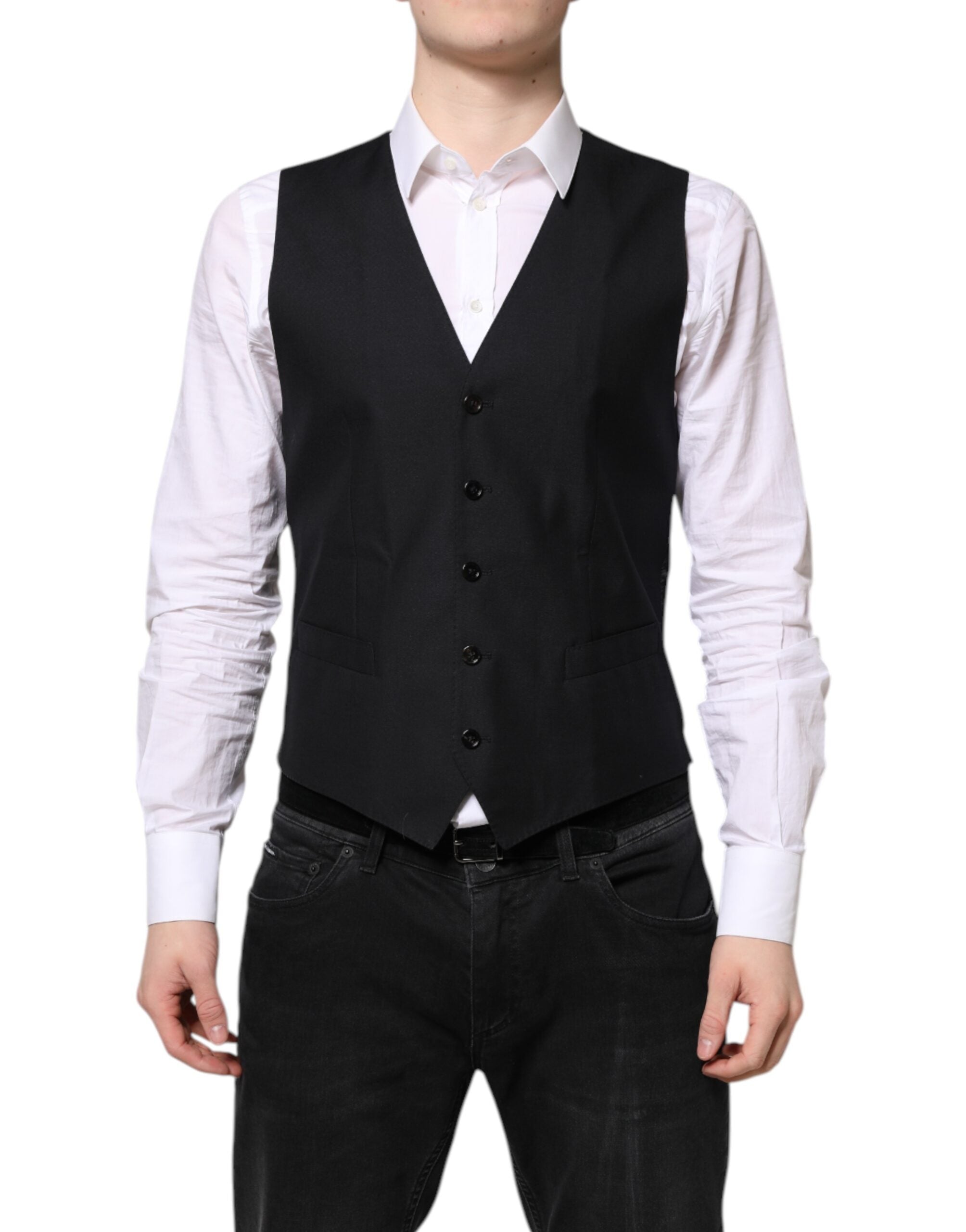 Dolce & Gabbana Black Wool Vest Dress Formal Vest-2