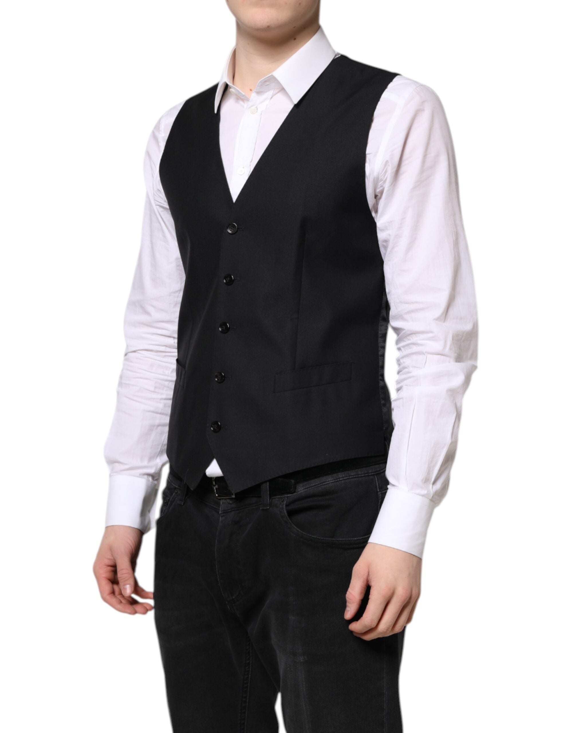 Dolce & Gabbana Black Wool Vest Dress Formal Vest-3