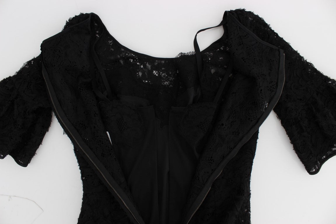 Dolce & Gabbana Black floral long bodycon maxi dress in lace-6
