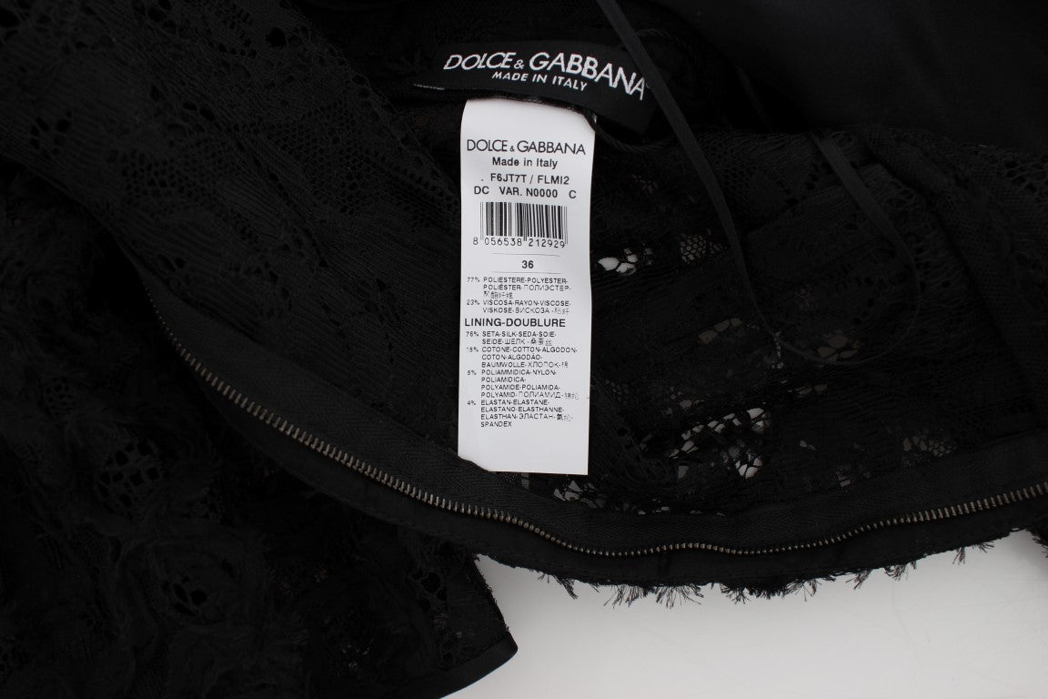 Dolce & Gabbana Black floral long bodycon maxi dress in lace-7