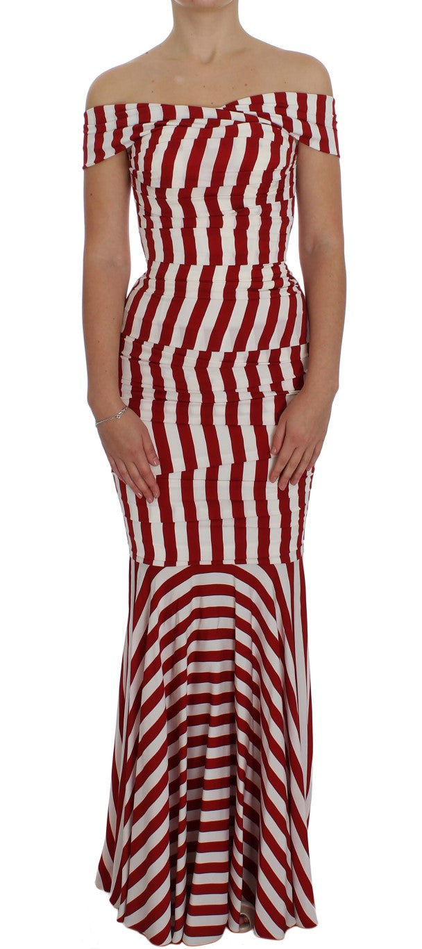 Dolce & Gabbana Rot-Weißes Seiden-Stretchkleid-1