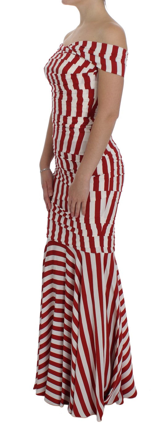 Dolce & Gabbana Rot-Weißes Seiden-Stretchkleid-2