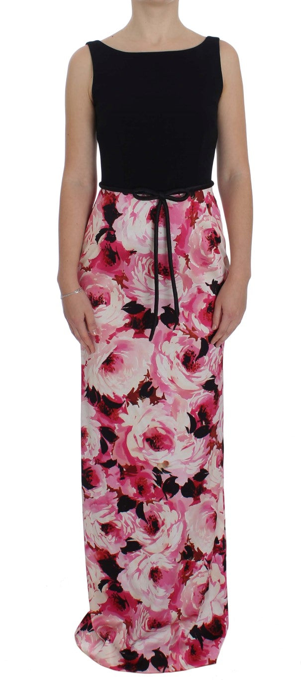 Dolce & Gabbana Rosa geblümtes langes Maxikleid mit Etui-1