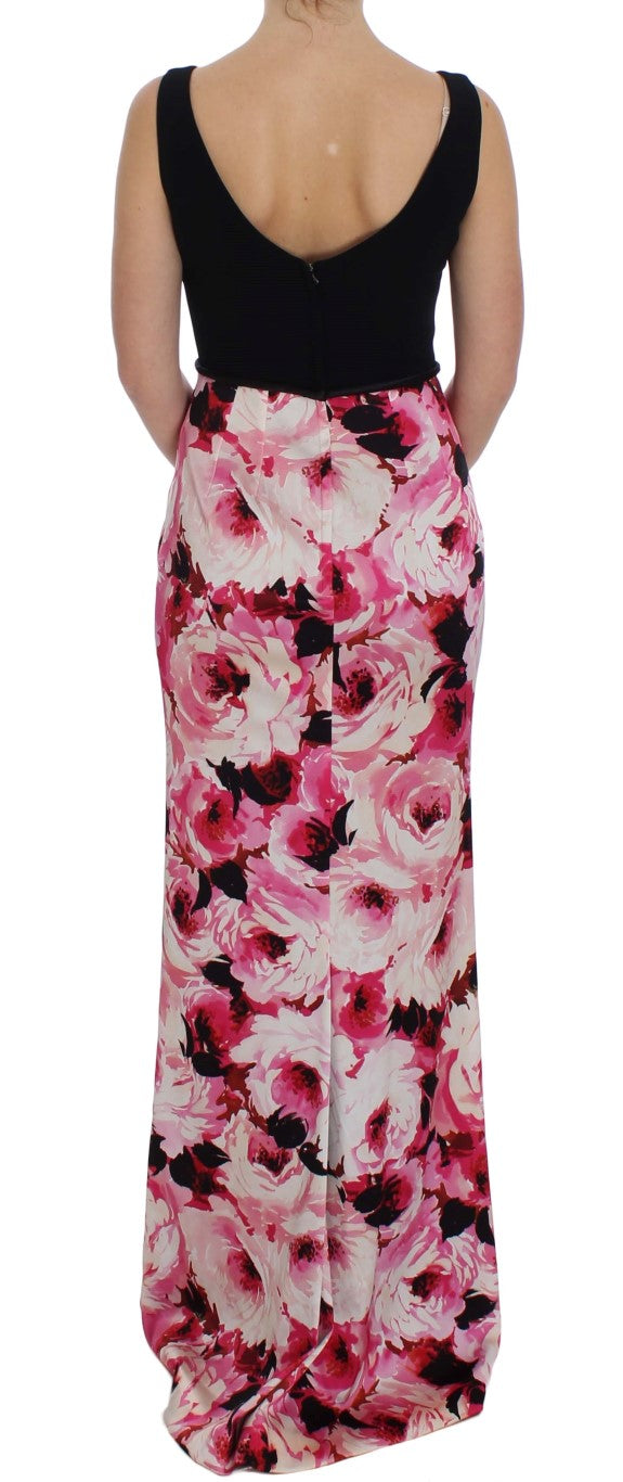 Dolce & Gabbana Rosa geblümtes langes Maxikleid mit Etui-3