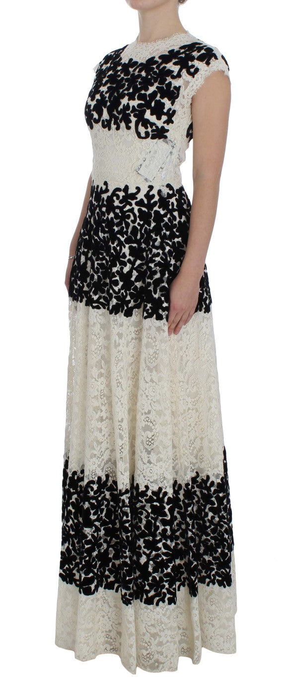 Dolce & Gabbana Long Ball Gown Maxi Dress with Floral Lace Ricamo-2