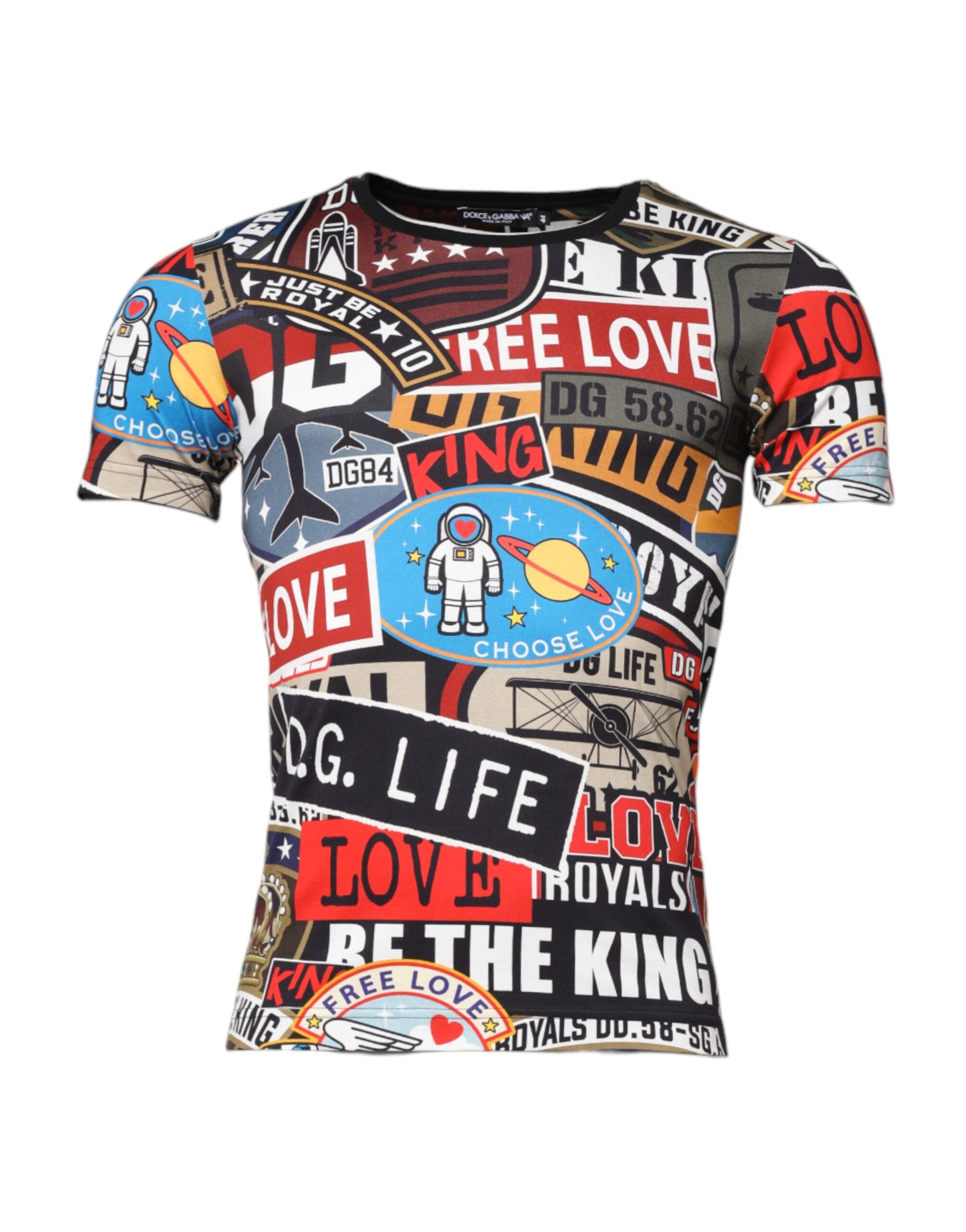 Camiseta de patchwork multicolor de Dolce & Gabbana con cuello redondo en algodón-2