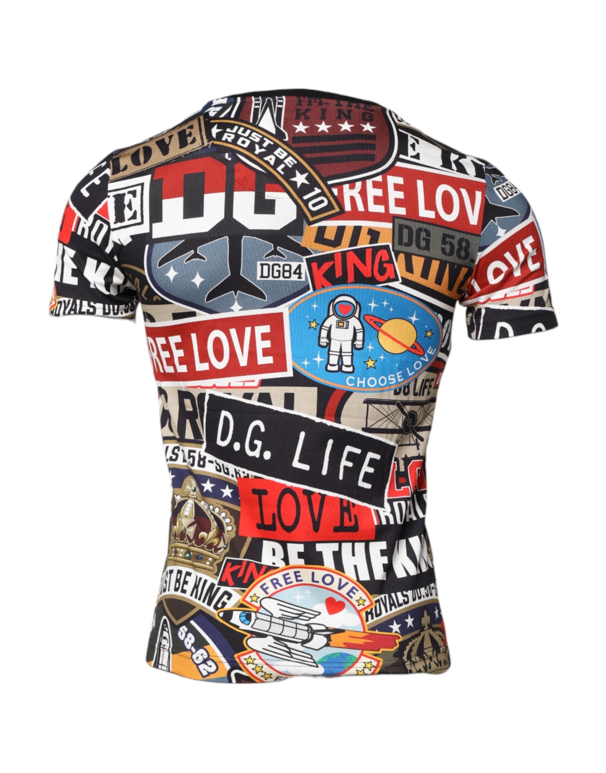 Camiseta de patchwork multicolor de Dolce & Gabbana con cuello redondo en algodón-4