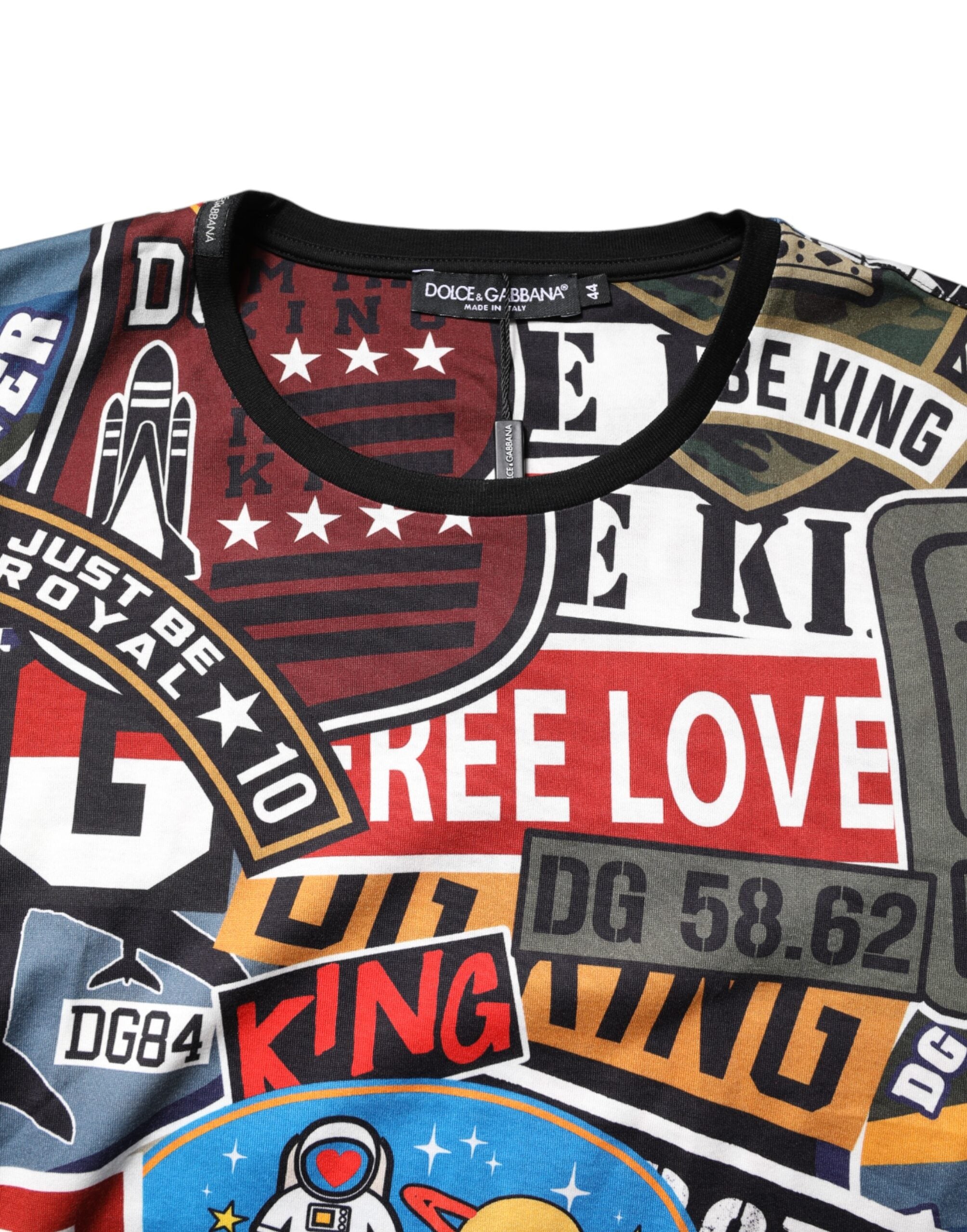 Camiseta de patchwork multicolor de Dolce & Gabbana con cuello redondo en algodón-5