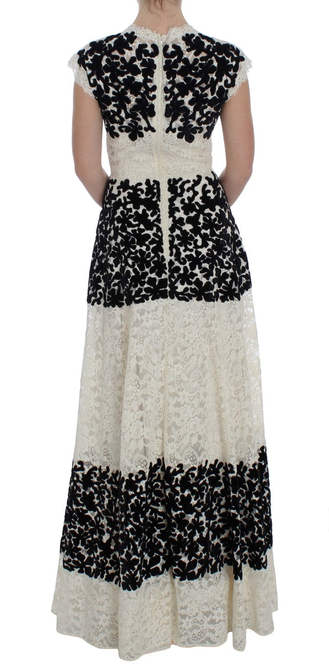 Dolce & Gabbana Long Ball Gown Maxi Dress with Floral Lace Ricamo-3