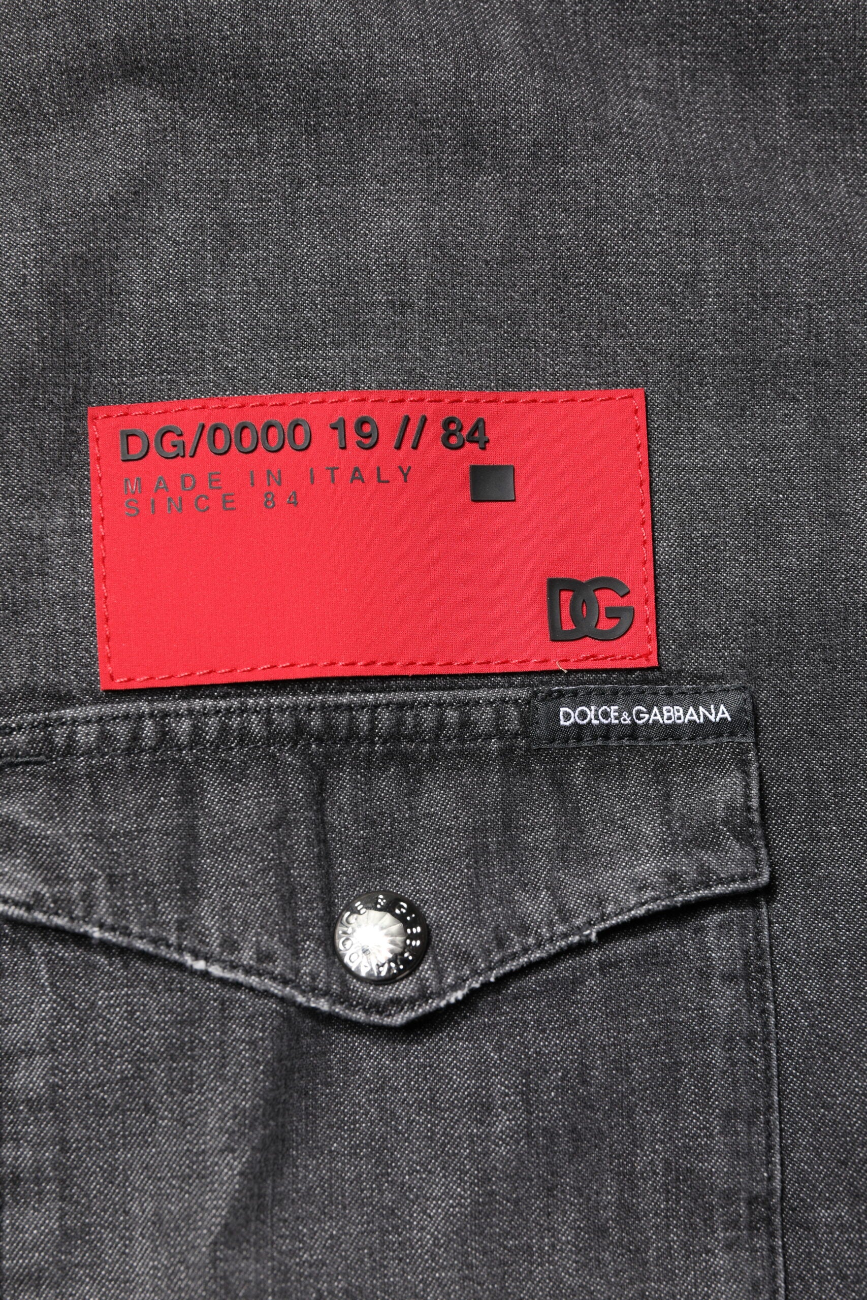 Dolce & Gabbana Graues Denim-Hemd mit langen Ärmeln und Knopfleiste-6