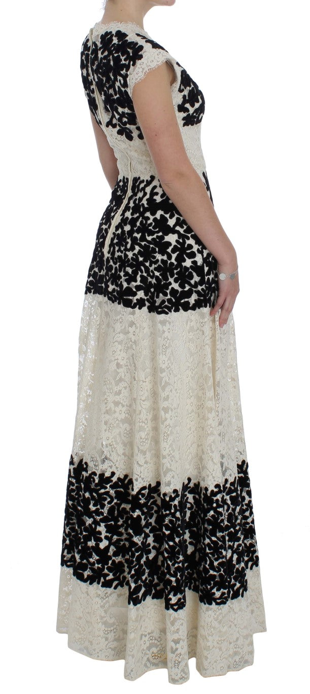 Dolce & Gabbana Long Ball Gown Maxi Dress with Floral Lace Ricamo-4