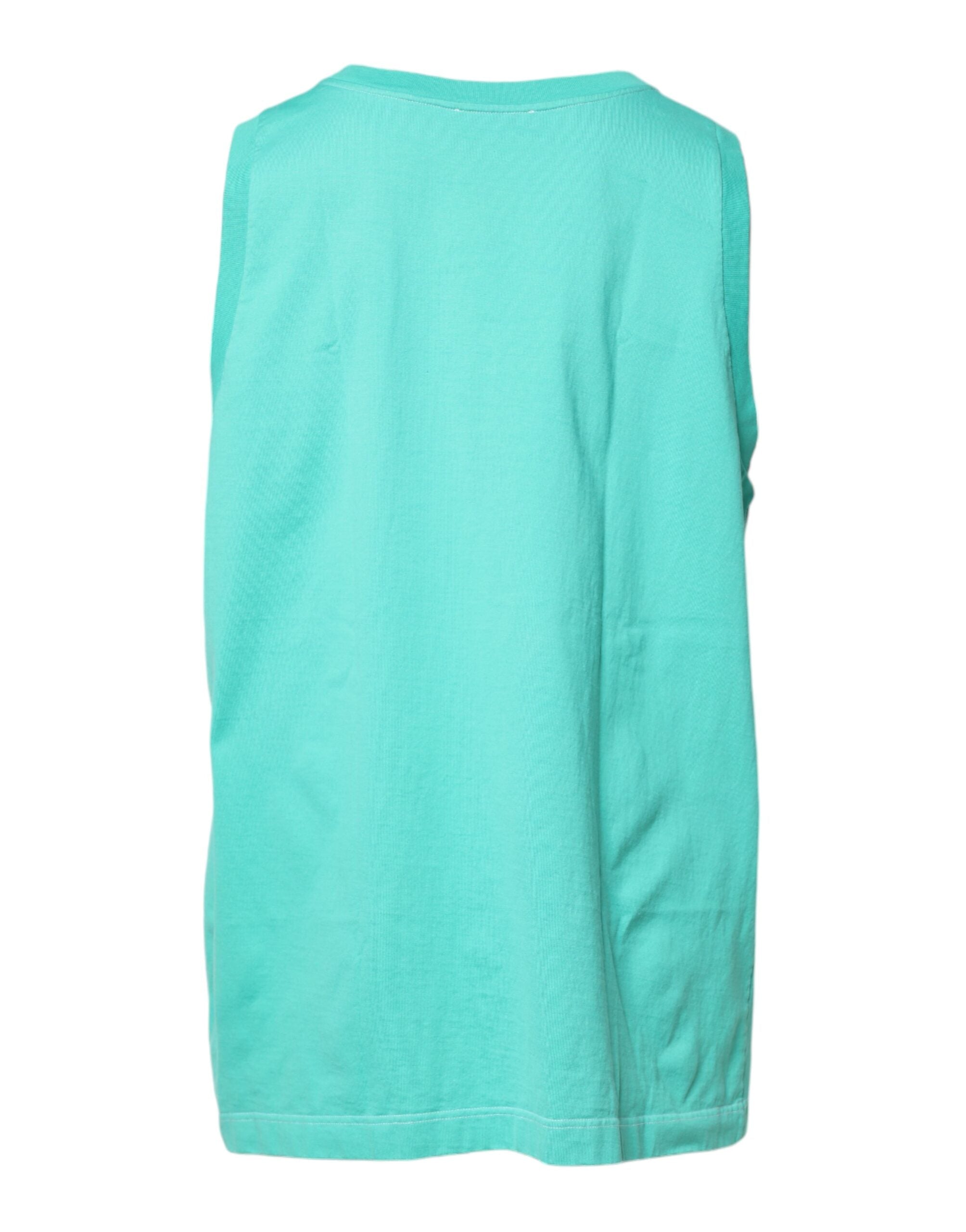 Dolce & Gabbana Grünes ärmelloses Logo-Rundhals-T-Shirt-4