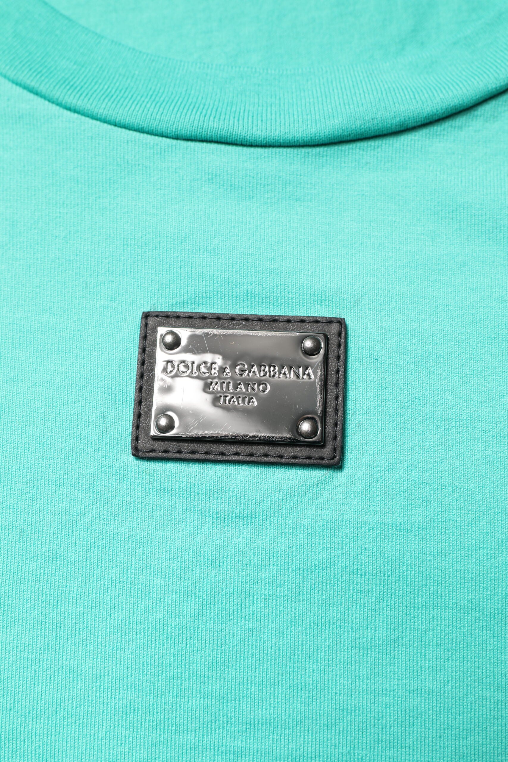 Dolce & Gabbana Grünes ärmelloses Logo-Rundhals-T-Shirt-6