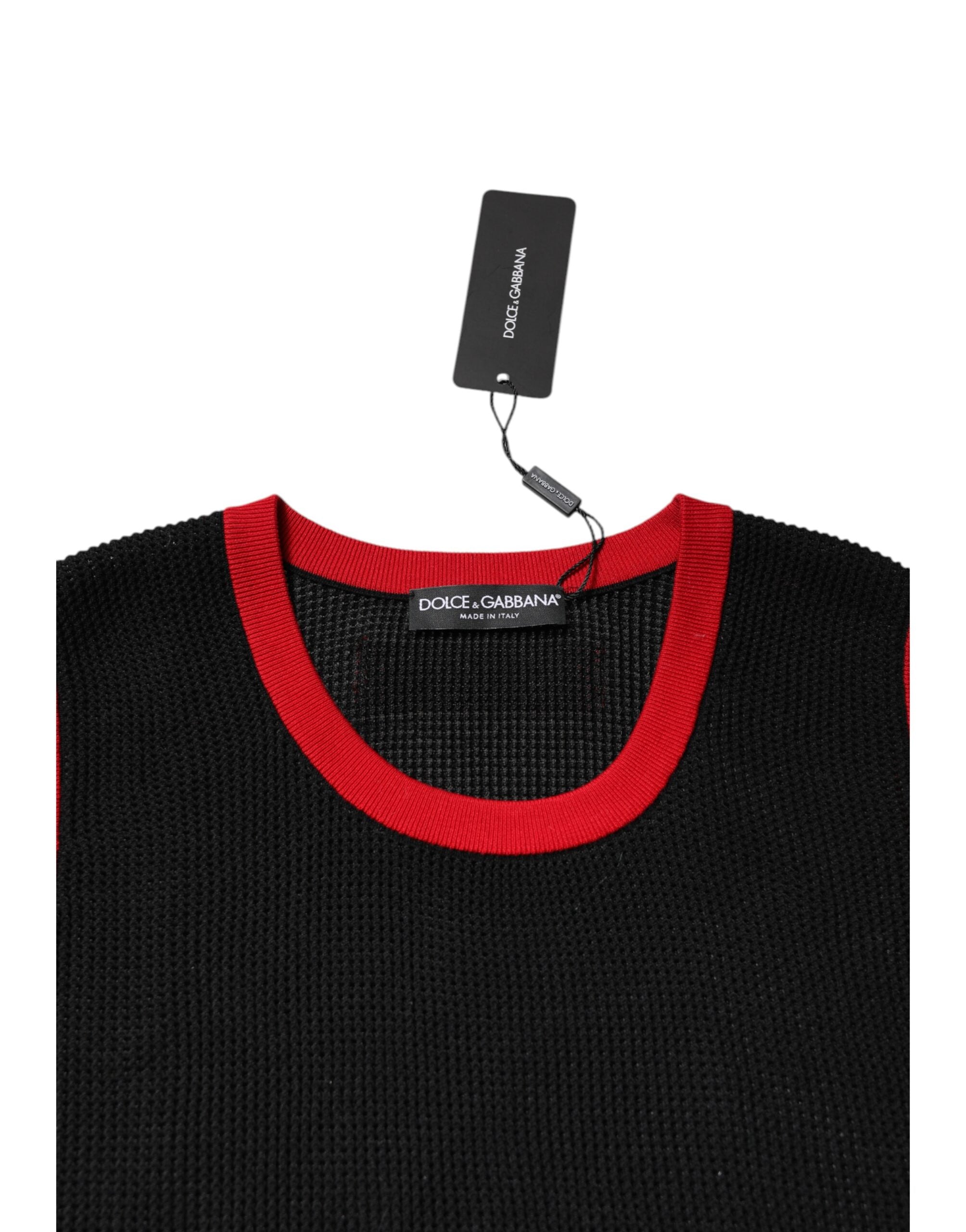 Camiseta Dolce & Gabbana de algodón negra con cuello redondo y corte ajustado-5