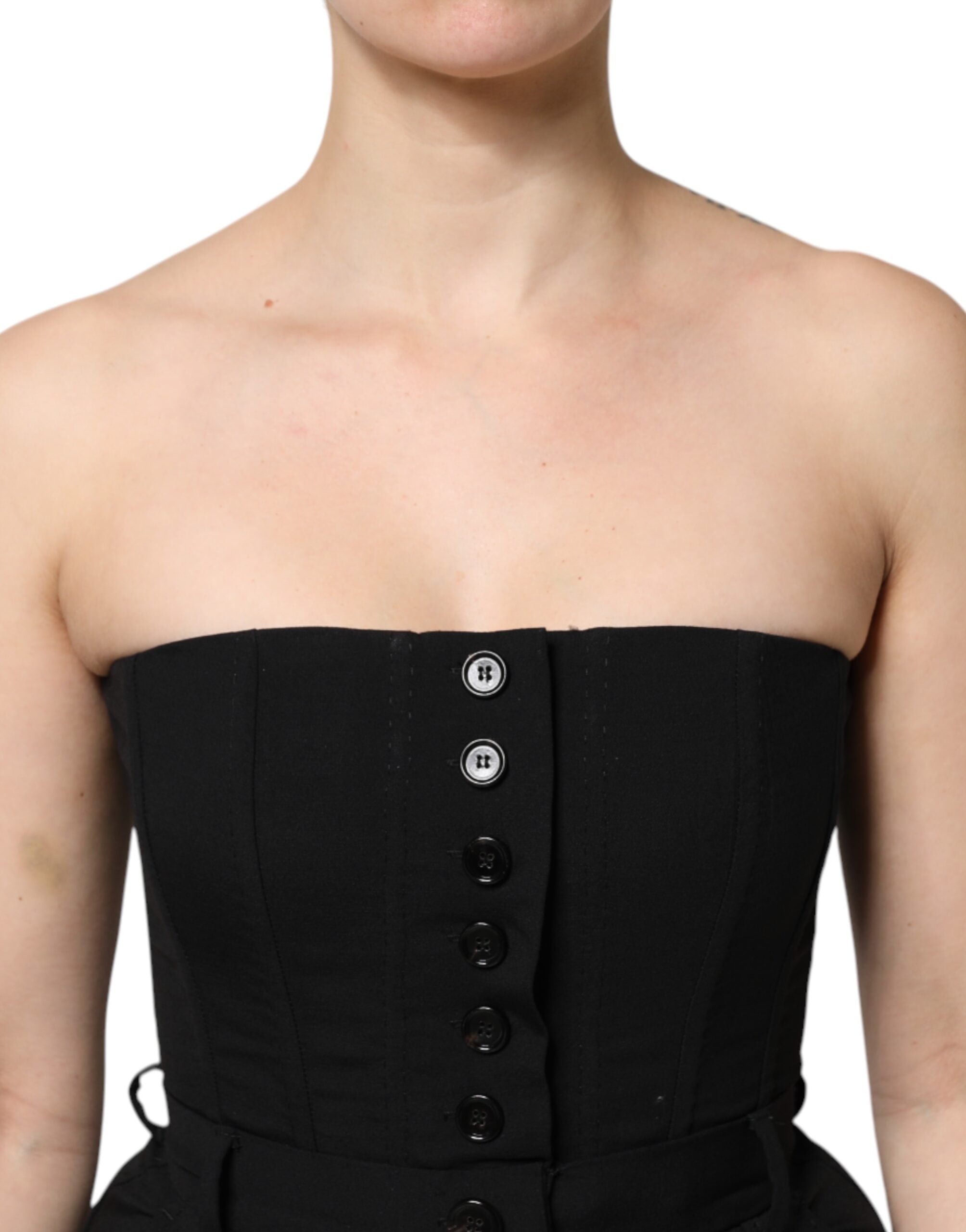 Dolce & Gabbana Black Strapless Wool Jumpsuit Dress-5