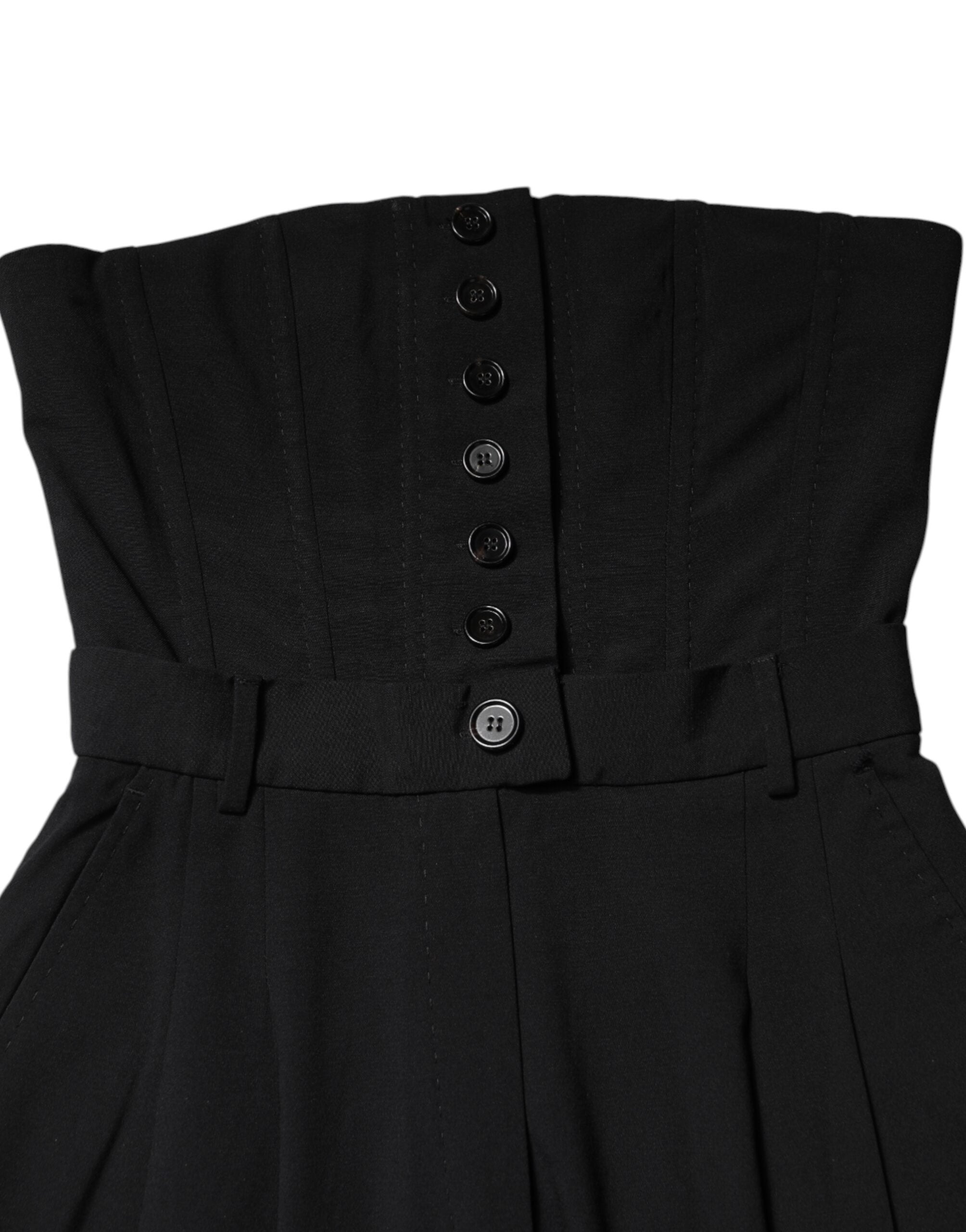 Dolce & Gabbana Black Strapless Wool Jumpsuit Dress-7