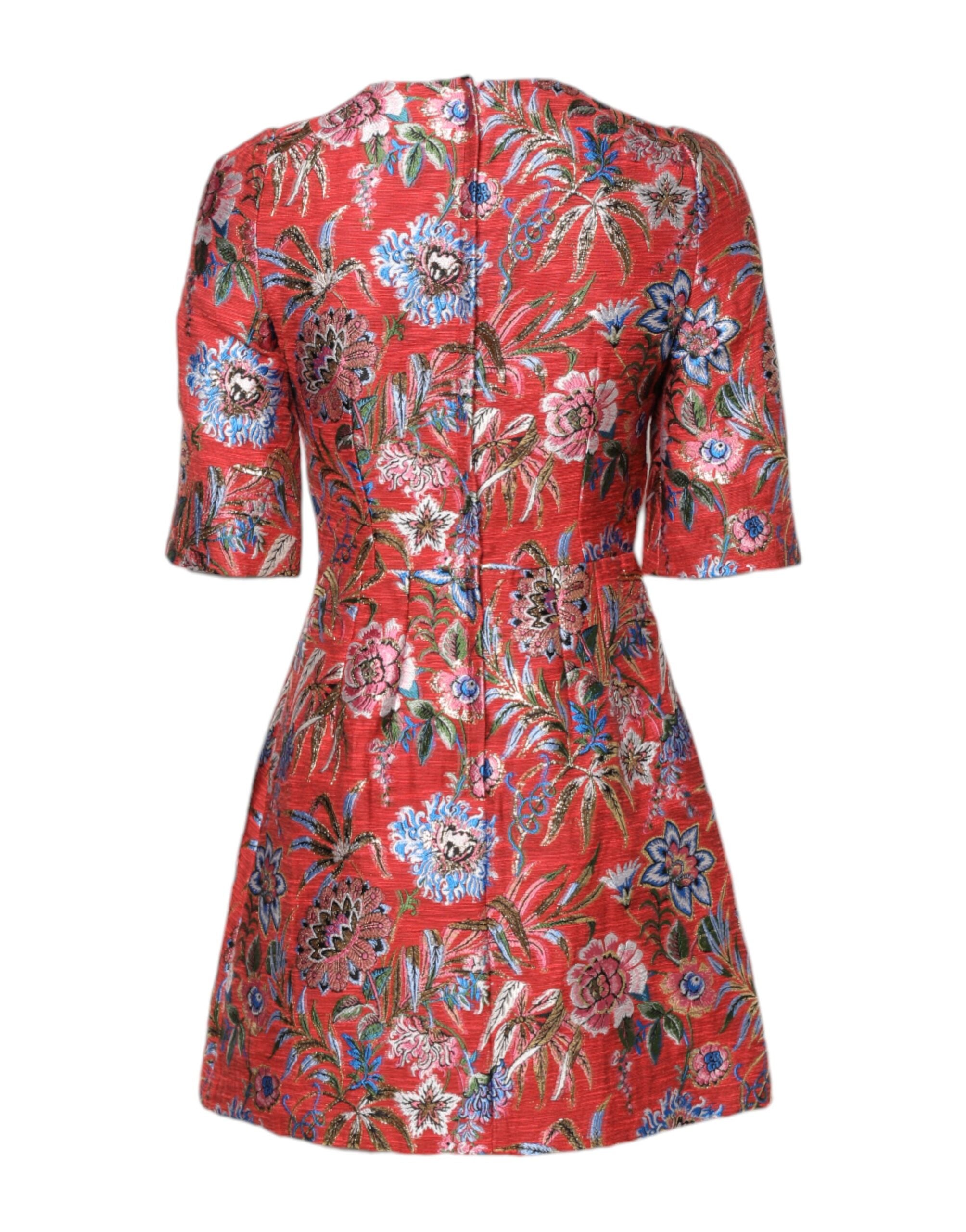 Dolce & Gabbana Red floral jacquard A-line mini dress-3