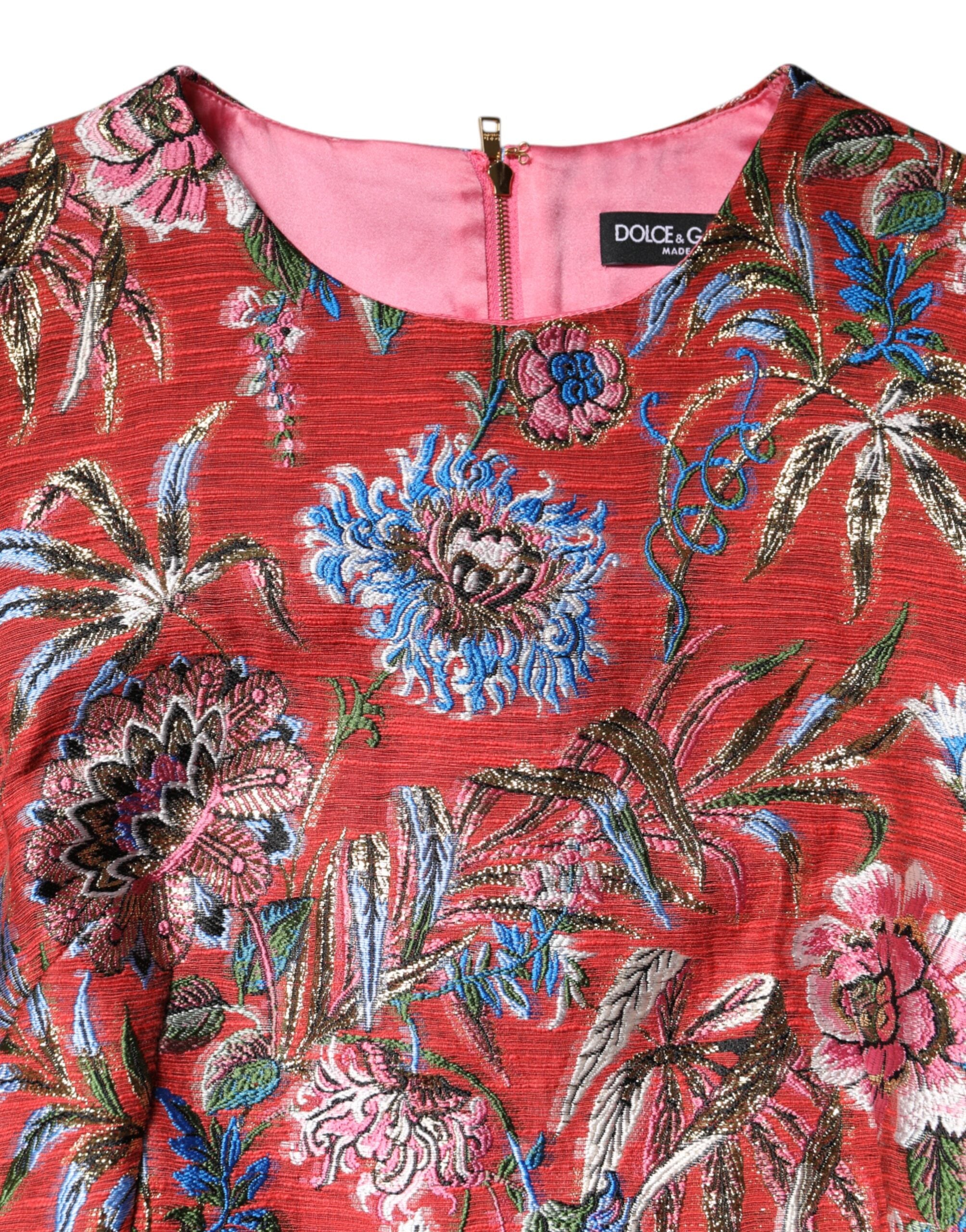 Dolce & Gabbana Red floral jacquard A-line mini dress-4