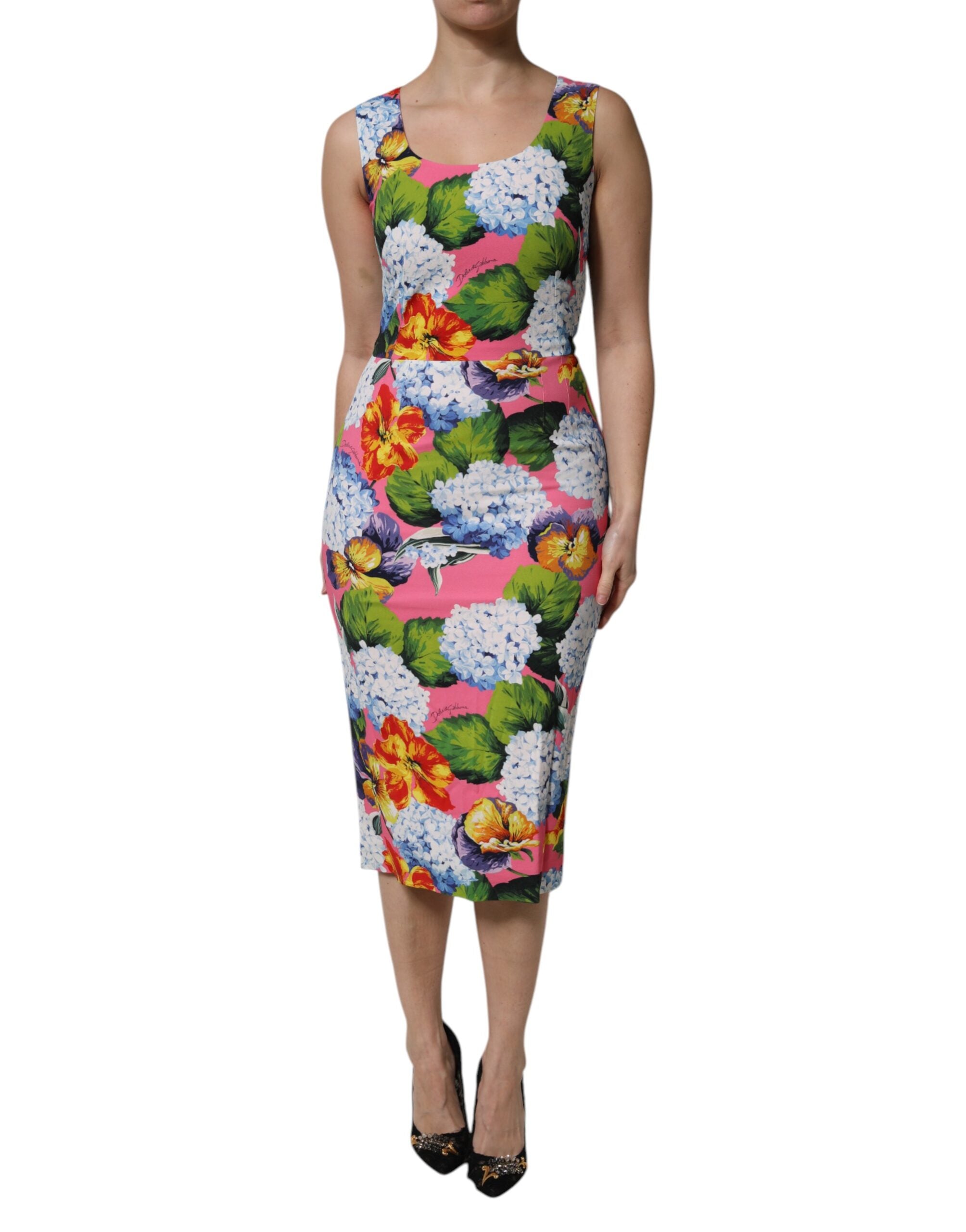 Dolce & Gabbana Multicolor Floral Ärmelloses Etuikleid-1
