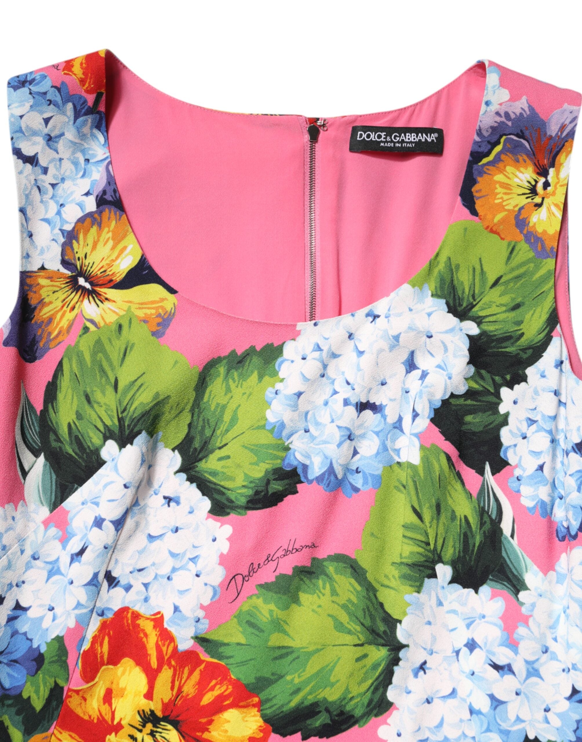 Dolce & Gabbana Multicolor Floral Ärmelloses Etuikleid-7